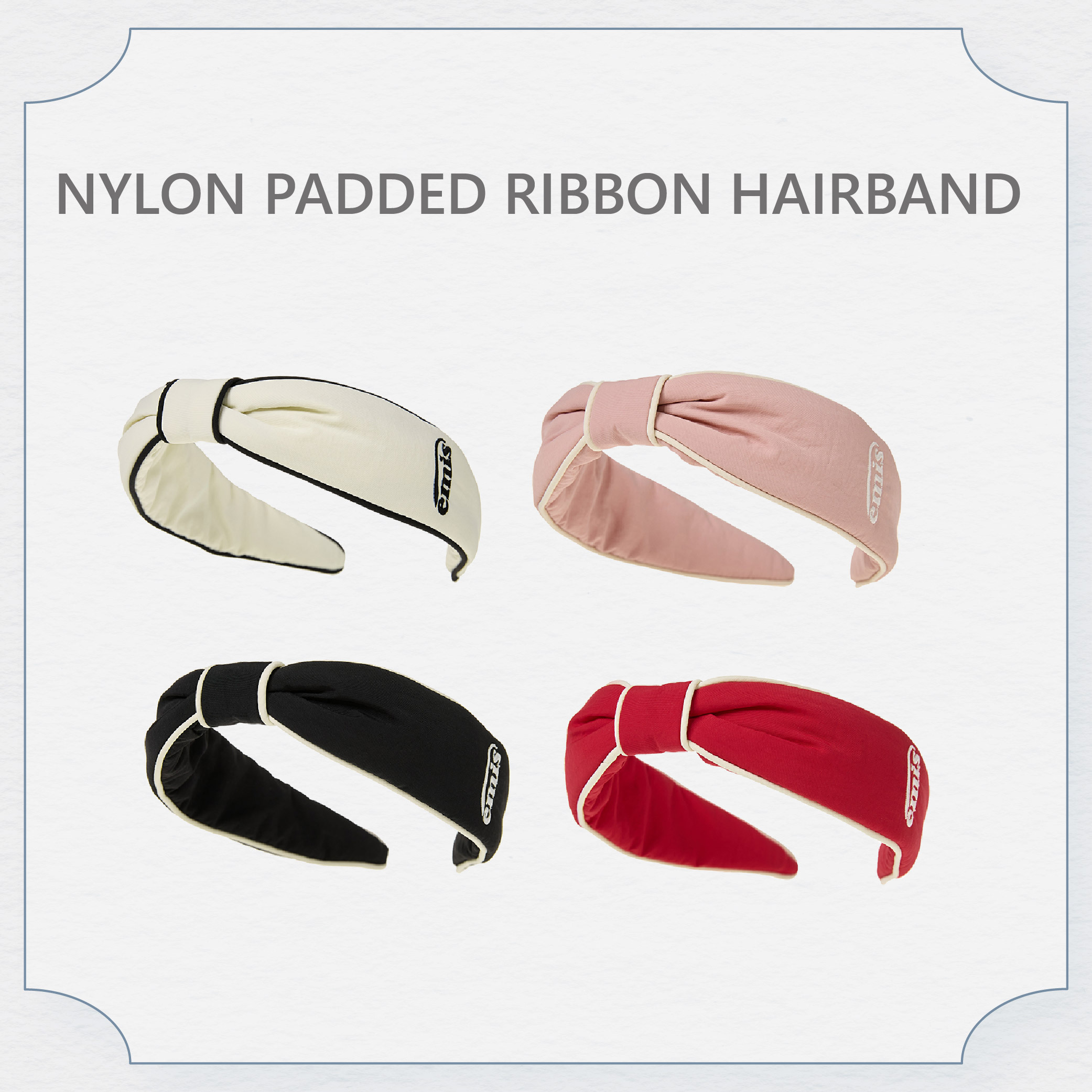 Emis滾邊蝴蝶結髮箍(共4色)