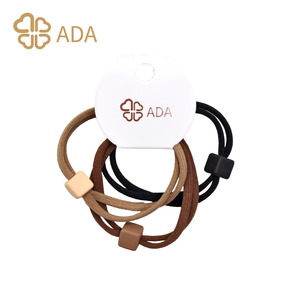 ADA 磨砂方塊雙繩髮束黑咖 3入