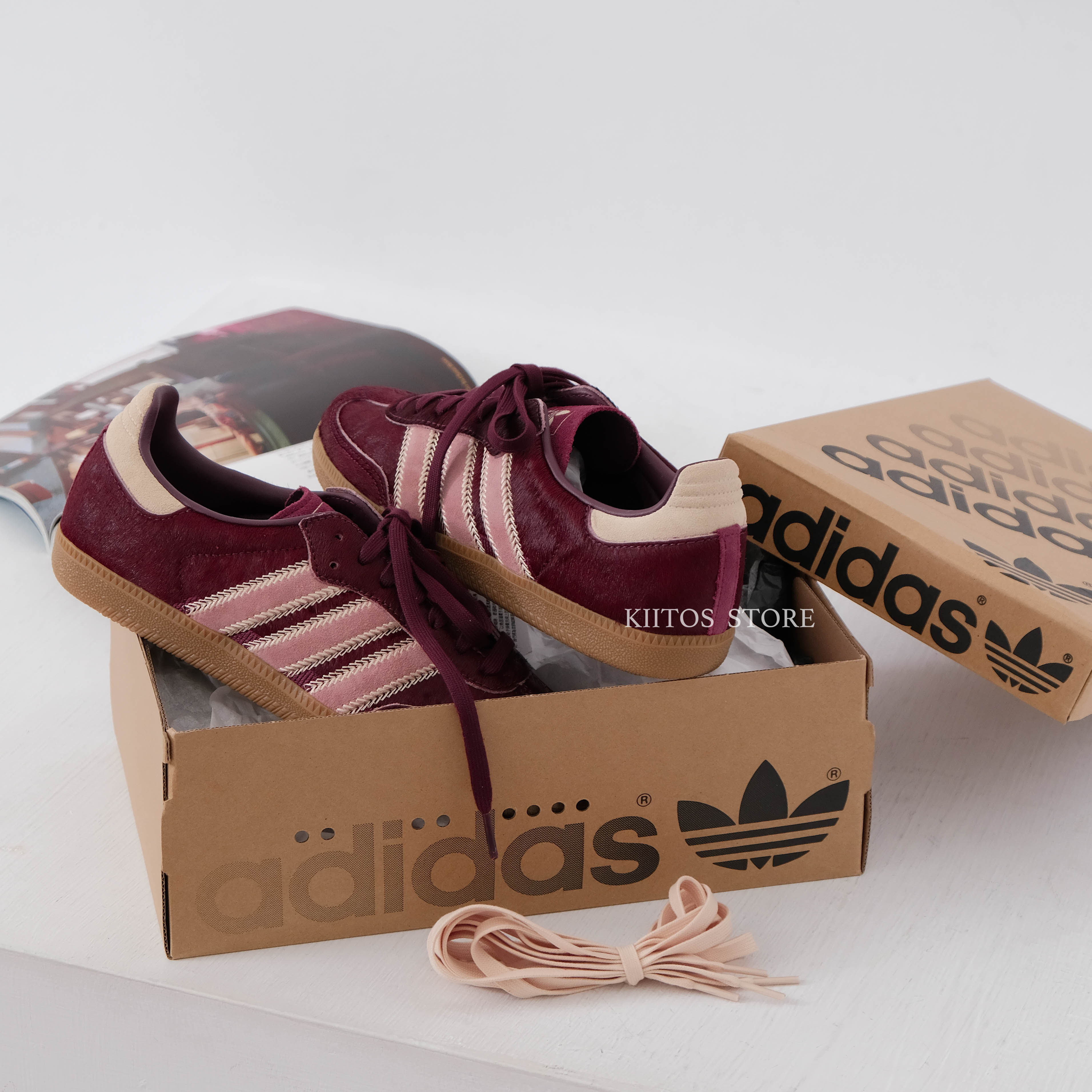 【現貨出清】 ADIDAS SAMBA OG "MAROON SAND STRATA PONY" 馬毛 勃根地 酒紅色 灰粉 焦糖底 絨毛 女鞋 JP5330 25cm