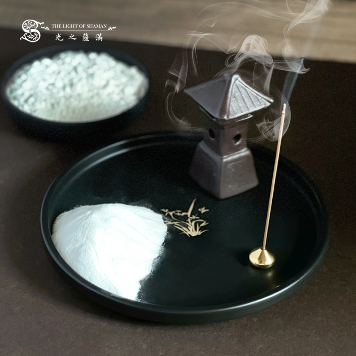 [雪夜禪境 ]素雅陶瓷香篆盤 沉檀香藝 適用香粉、錐香、盤香、散葉、線香 香爐  -光之薩滿