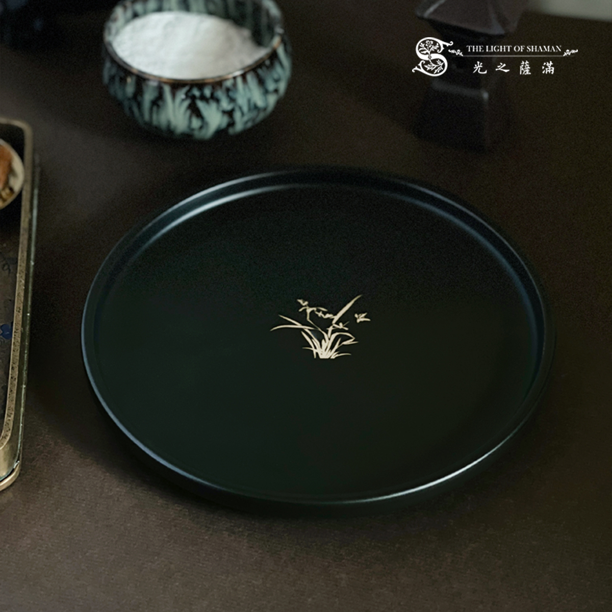[雪夜禪境 ]素雅陶瓷香篆盤 沉檀香藝 適用香粉、錐香、盤香、散葉、線香 香爐  -光之薩滿