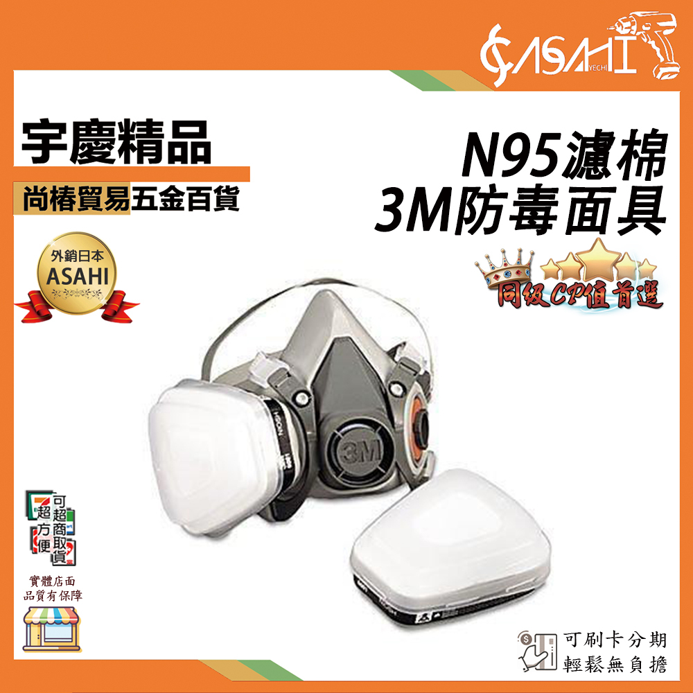 附發票｜N95濾棉｜3M防毒面具｜6200/7502 半面罩濾塵 阻隔病毒 非拋棄式口罩 平面口罩