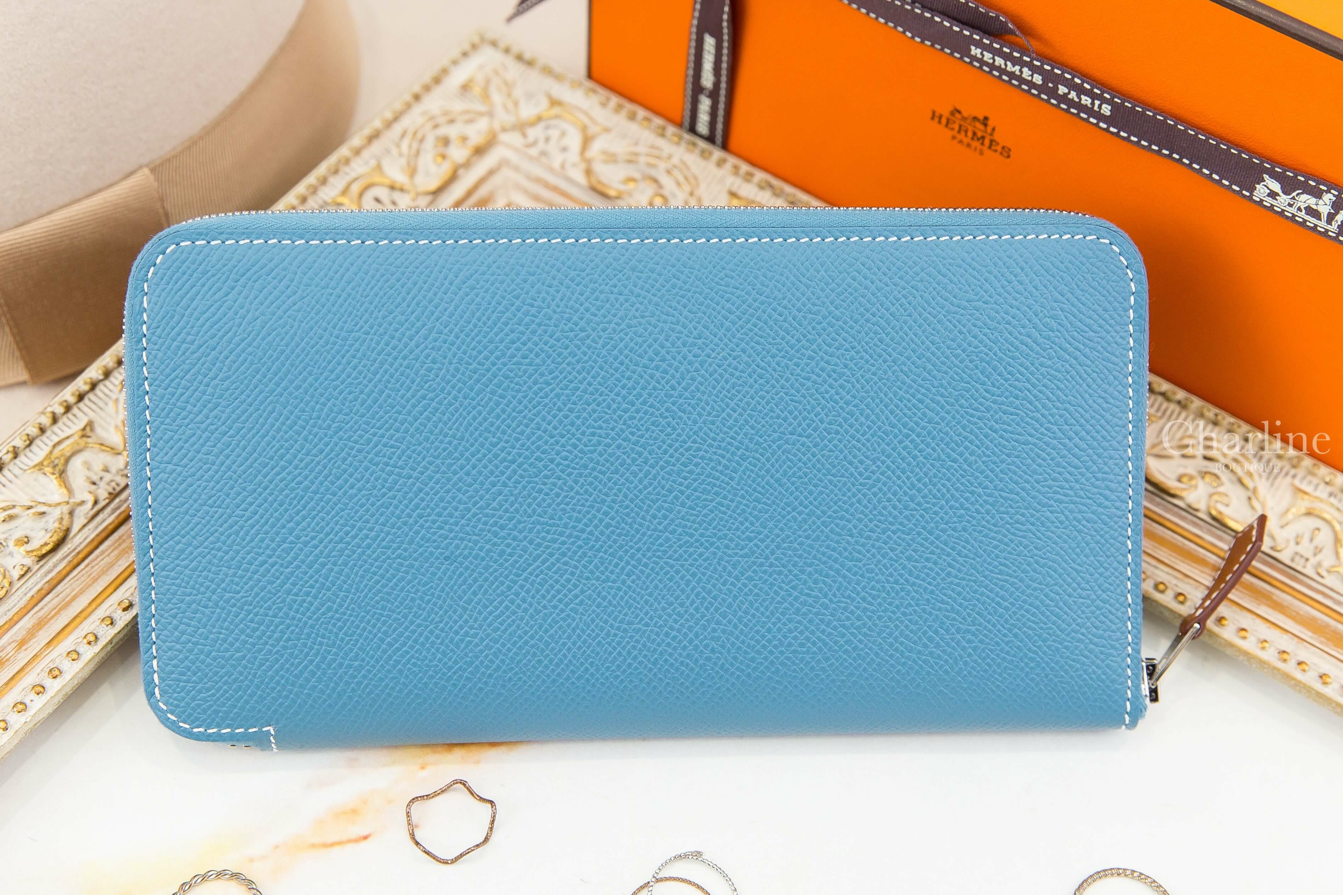 Hermès Silk'in Classique Long Wallet D2 New Jeans Epsom 新丹寧藍絲巾拉鍊長夾