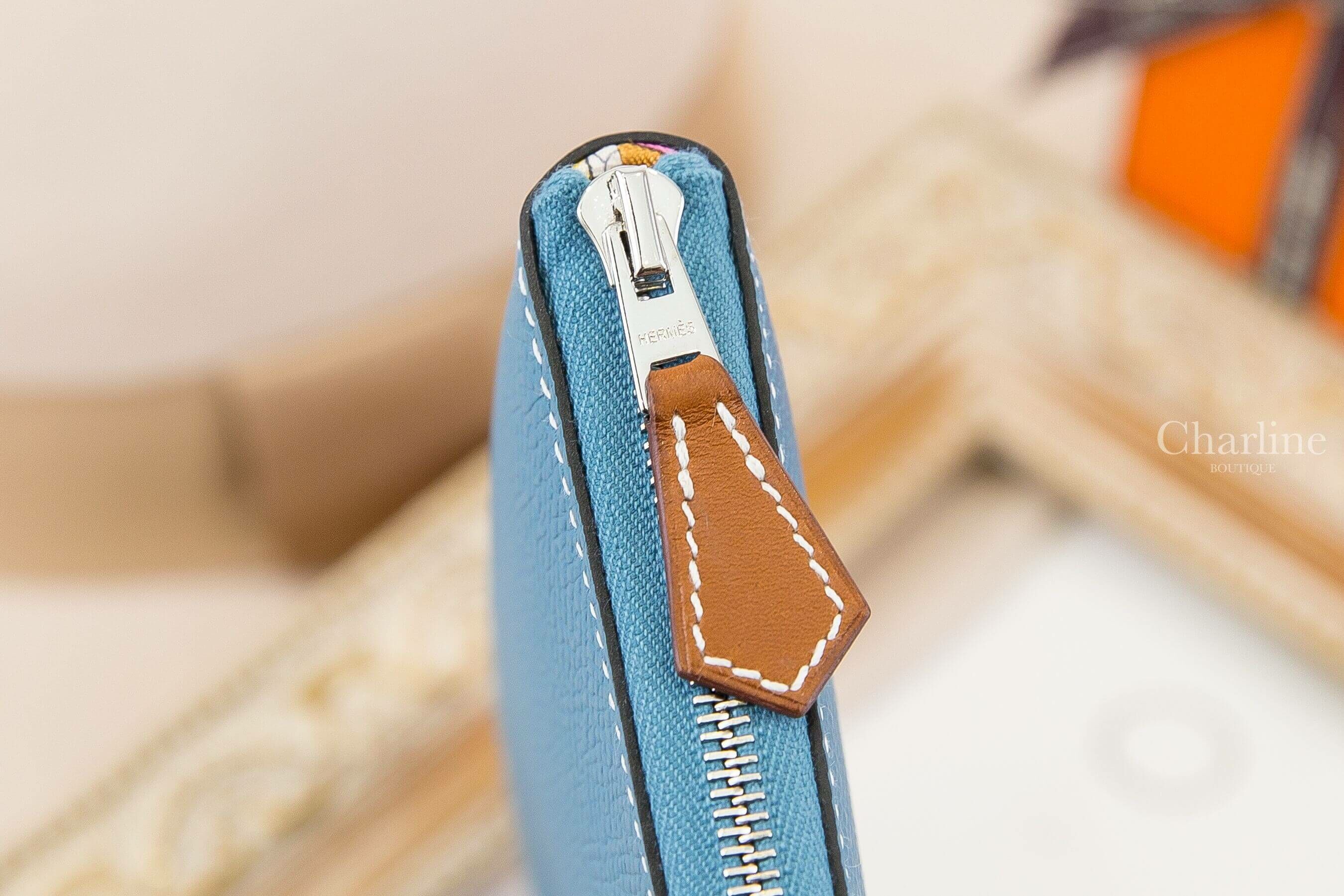 Hermès Silk'in Classique Long Wallet D2 New Jeans Epsom 新丹寧藍絲巾拉鍊長夾