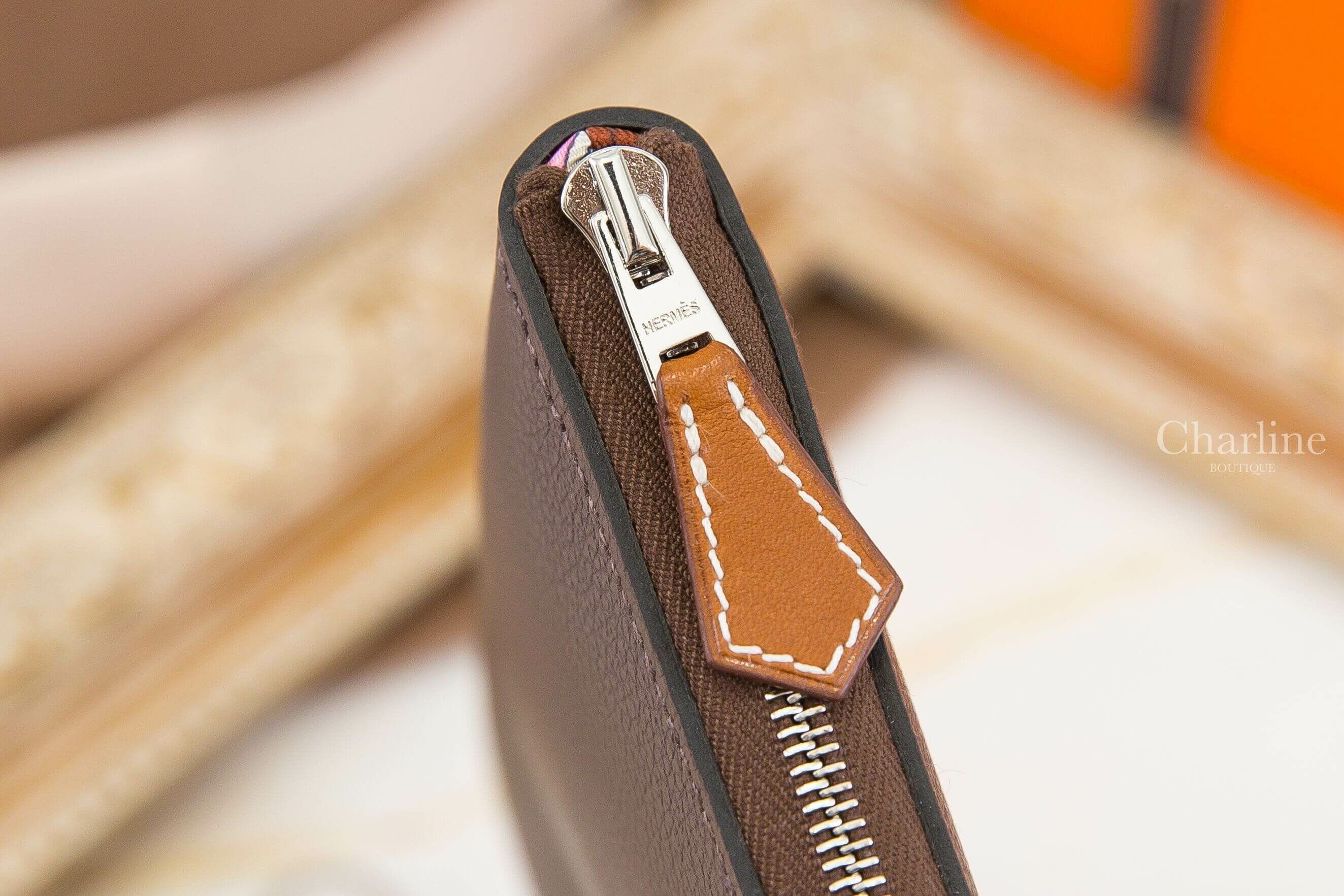 Hermès Silk'in Classique Long Wallet 44 Moka Evercolor 摩卡色絲巾拉鍊長夾