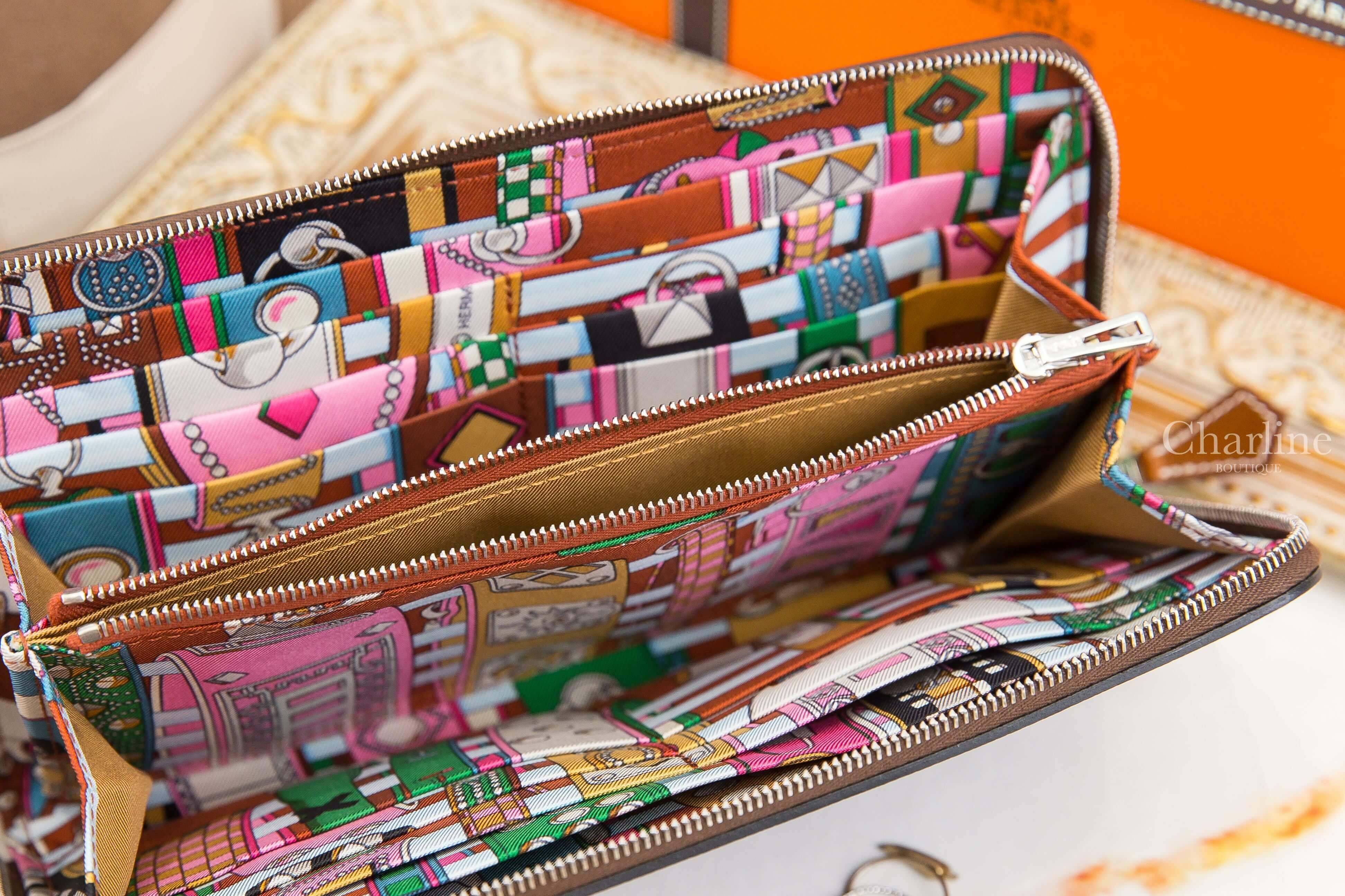 Hermès Silk'in Classique Long Wallet 44 Moka Evercolor 摩卡色絲巾長夾-Charline Boutique 精品代購