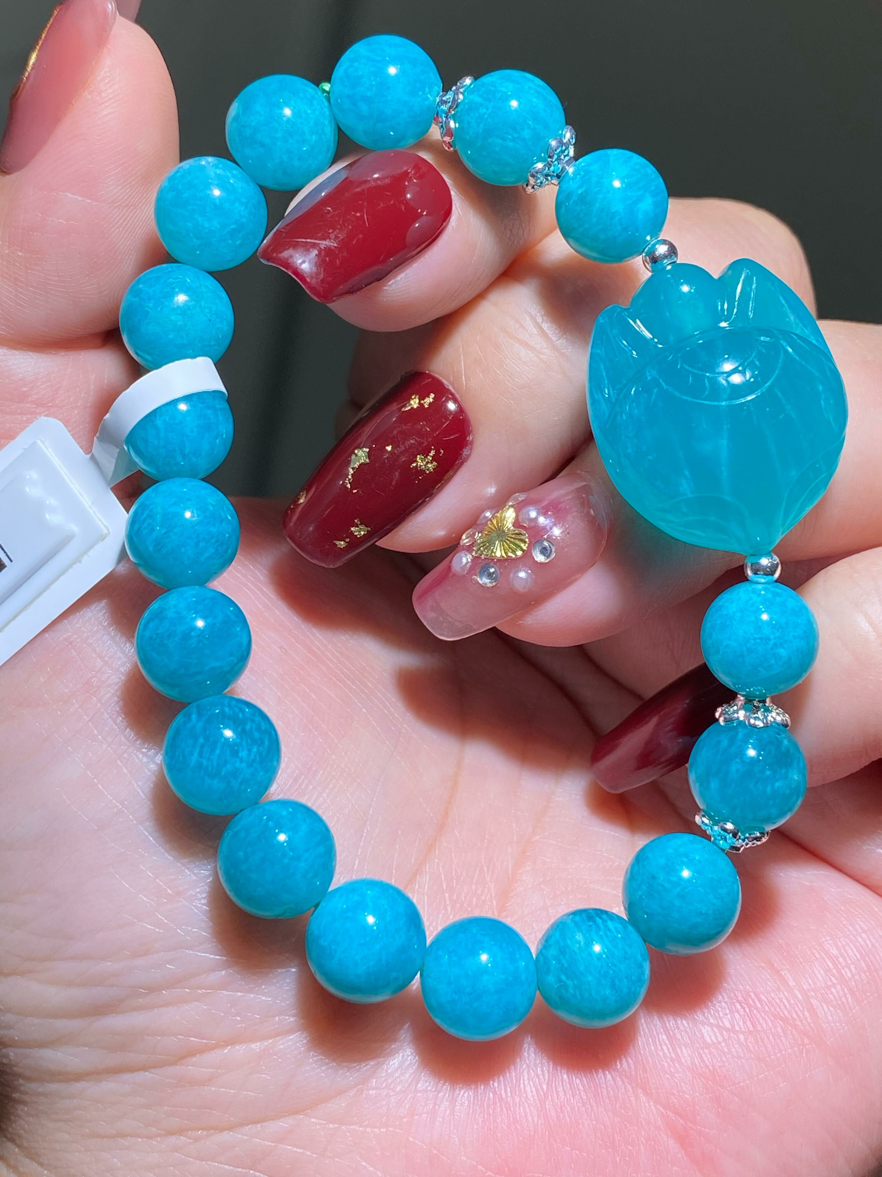 天河石狐頭手串