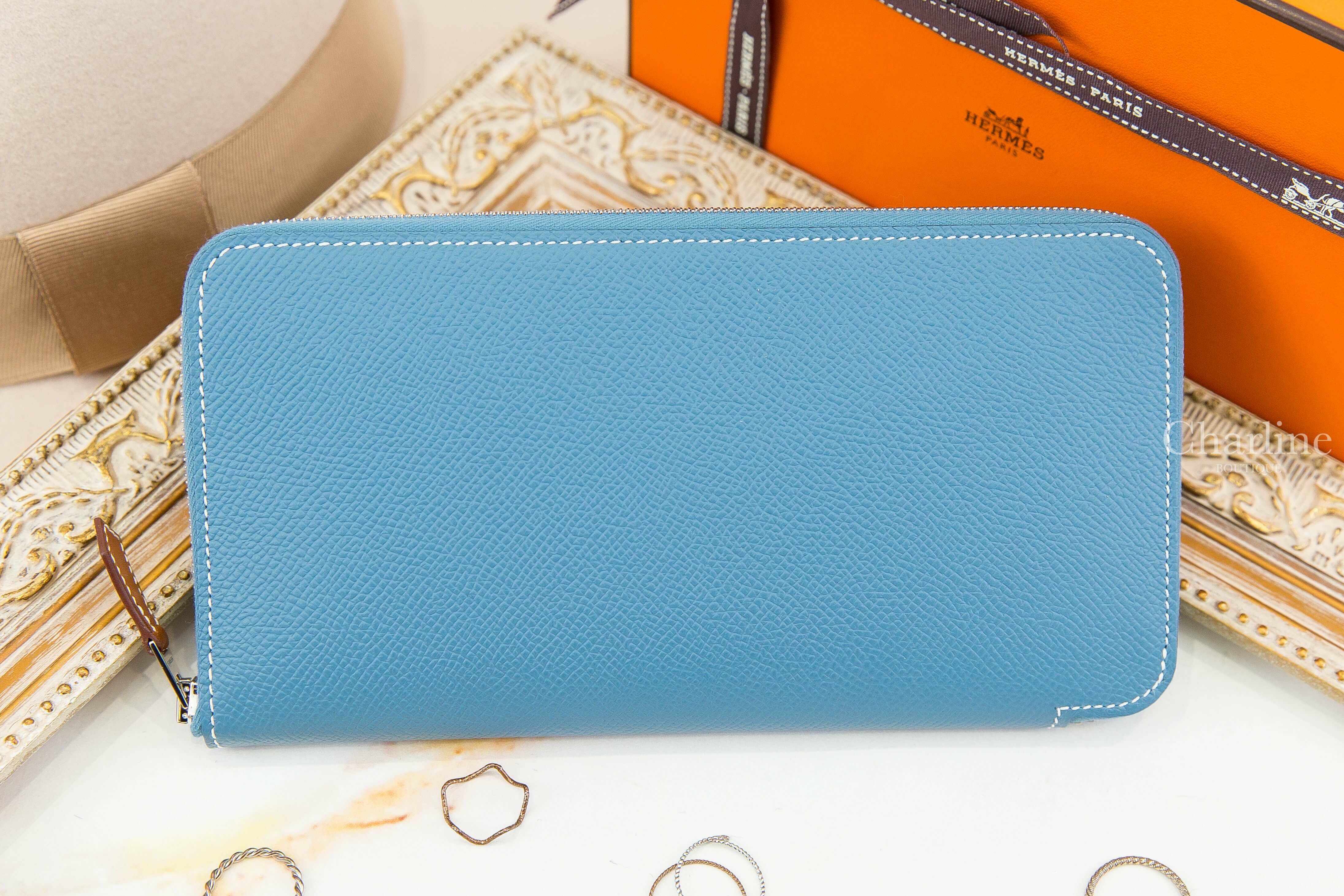 Hermès Silk'in Classique Long Wallet D2 New Jeans Epsom 新丹寧藍絲巾長夾-Charline Boutique 精品代購
