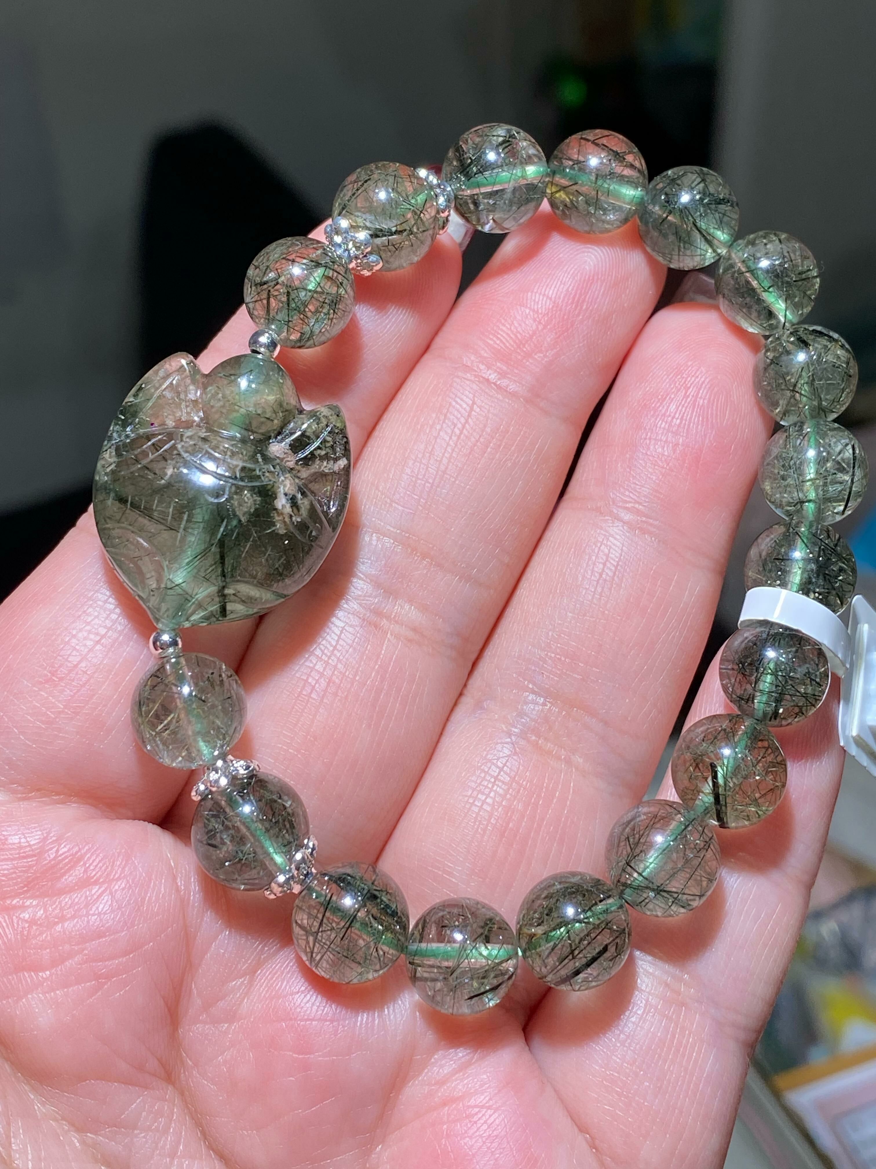 綠髮晶狐頭手串