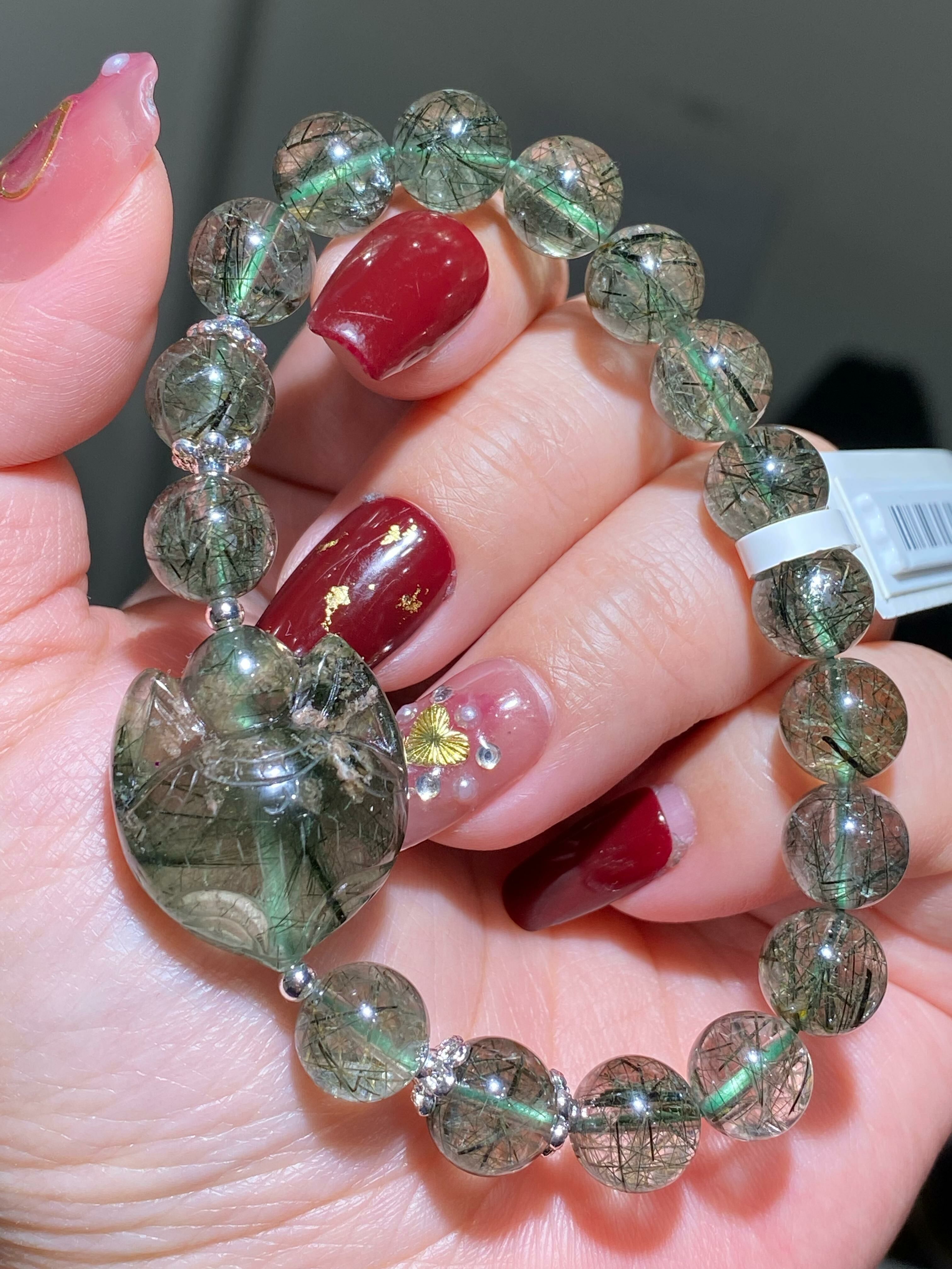 綠髮晶狐頭手串