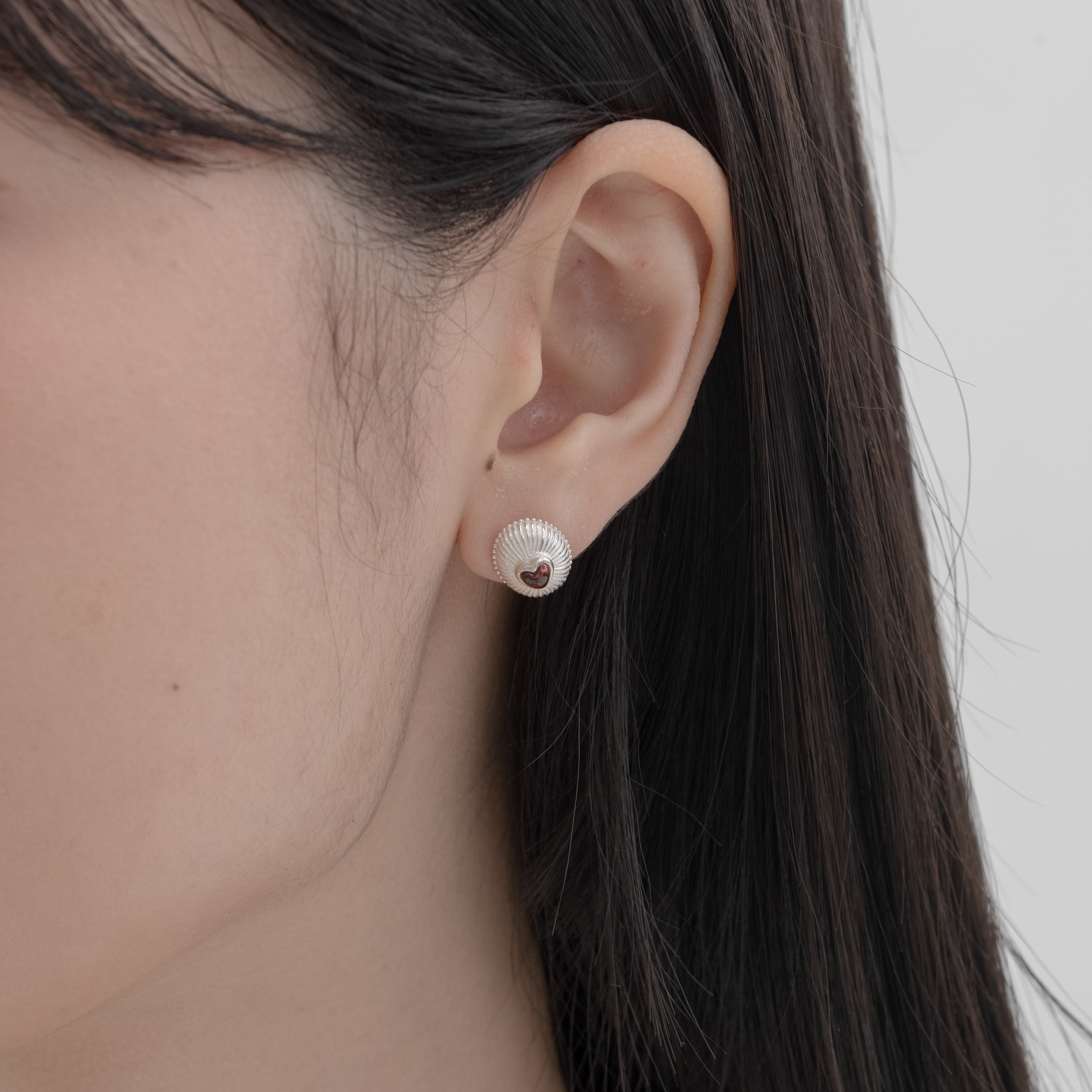 Vintage heart石榴石耳環