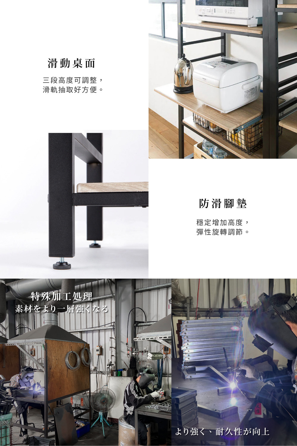 Brooklyn Series臺灣製高承重調節式三層落地置物收納架(高182cmx寬80cm / 白色)