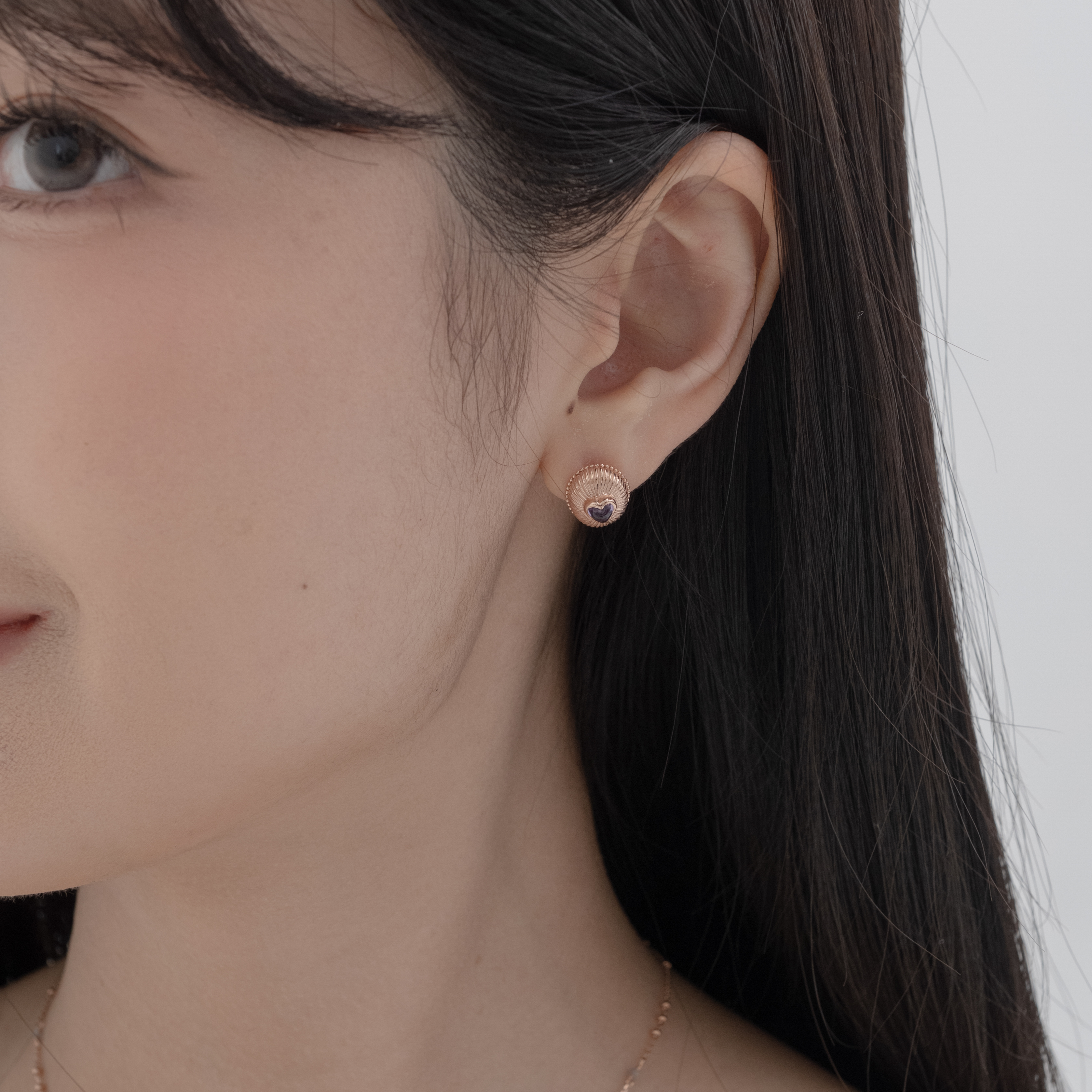 Vintage heart紫水晶耳環