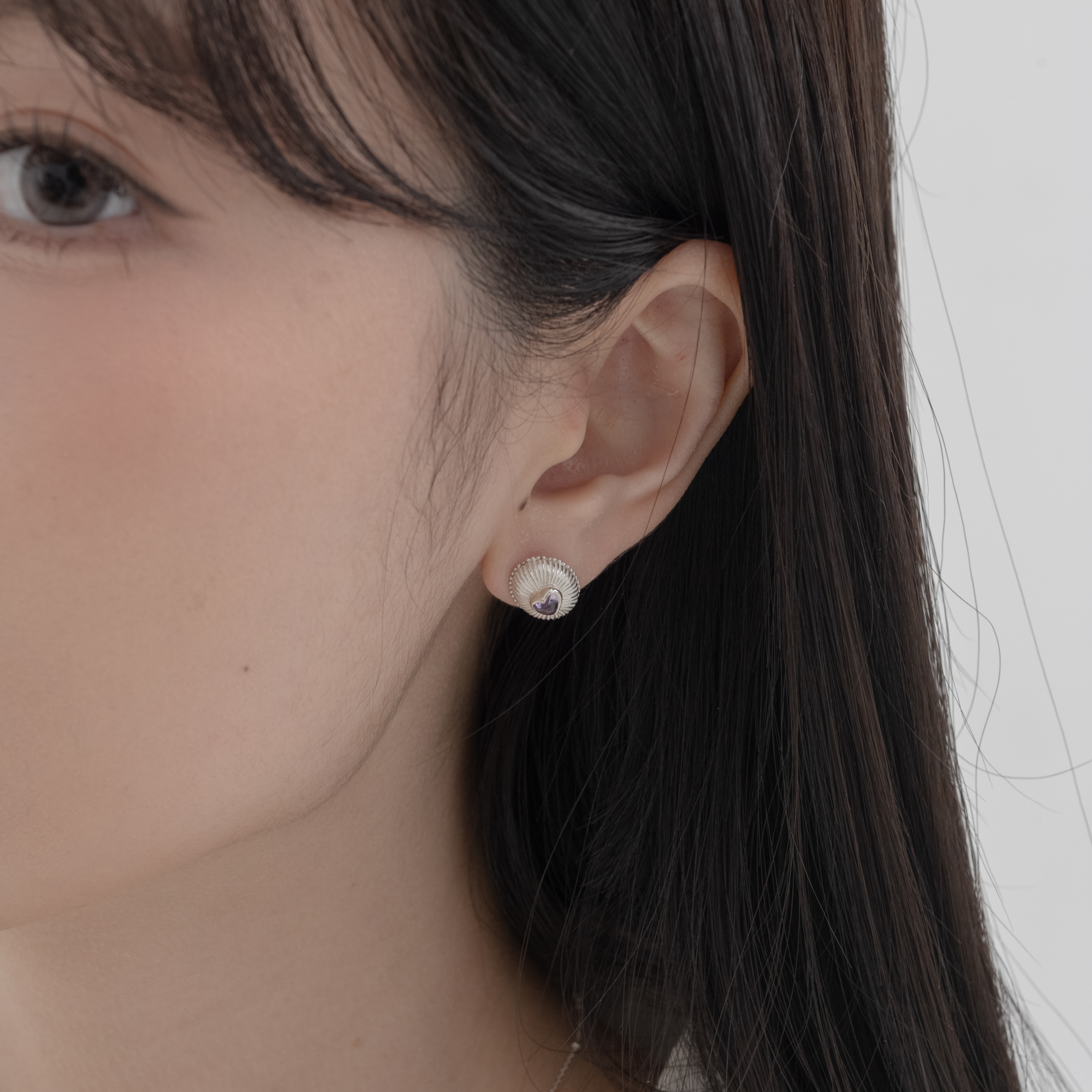 Vintage heart紫水晶耳環