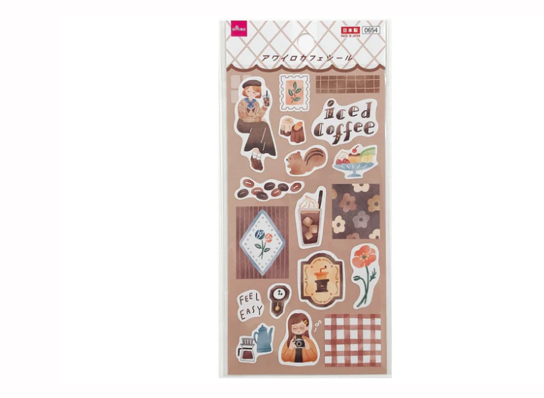 Daiso - Sticker Sheet - Awairo Cafe, iced coffee