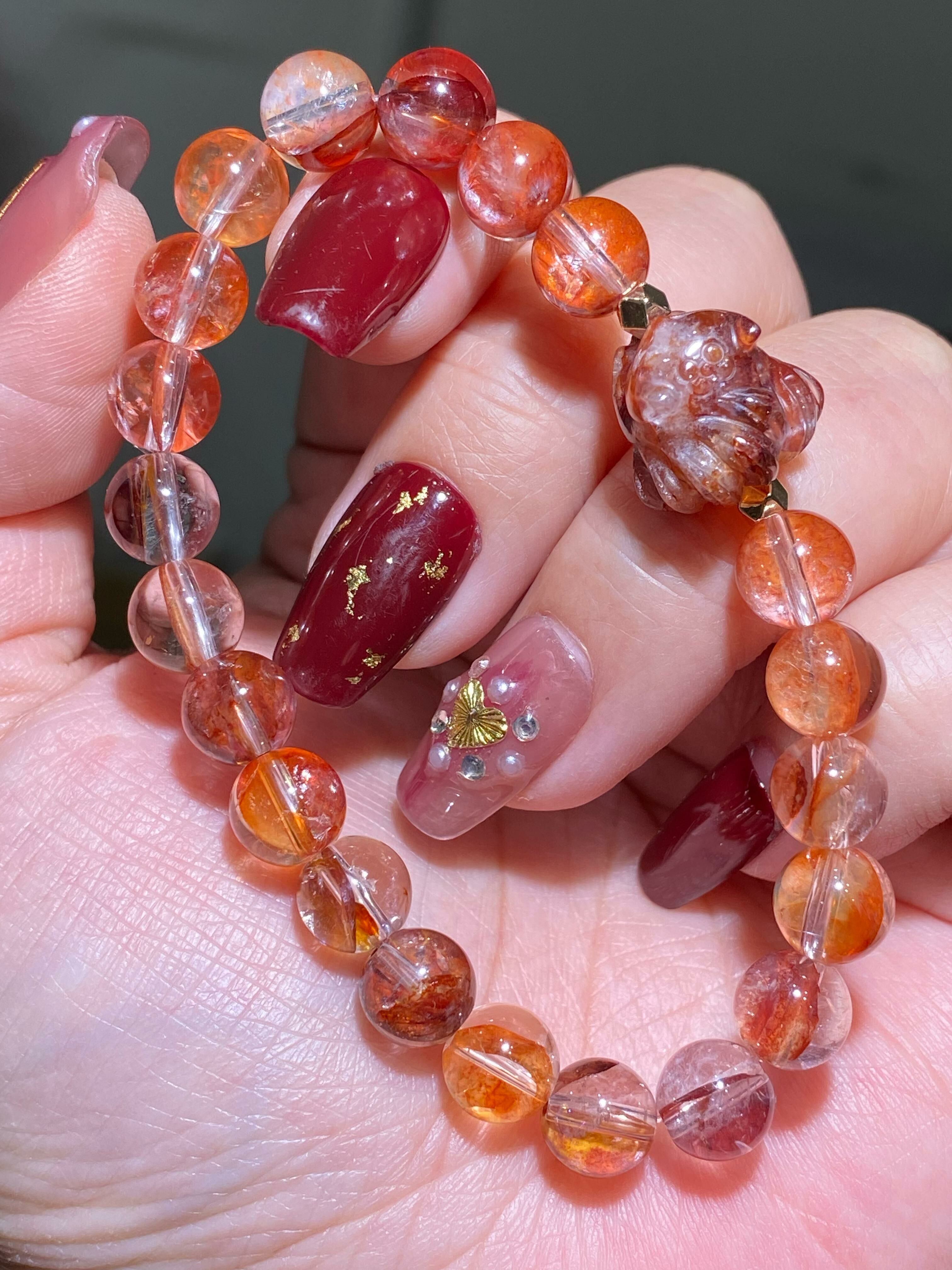 紅膠花趴趴狐九尾手串