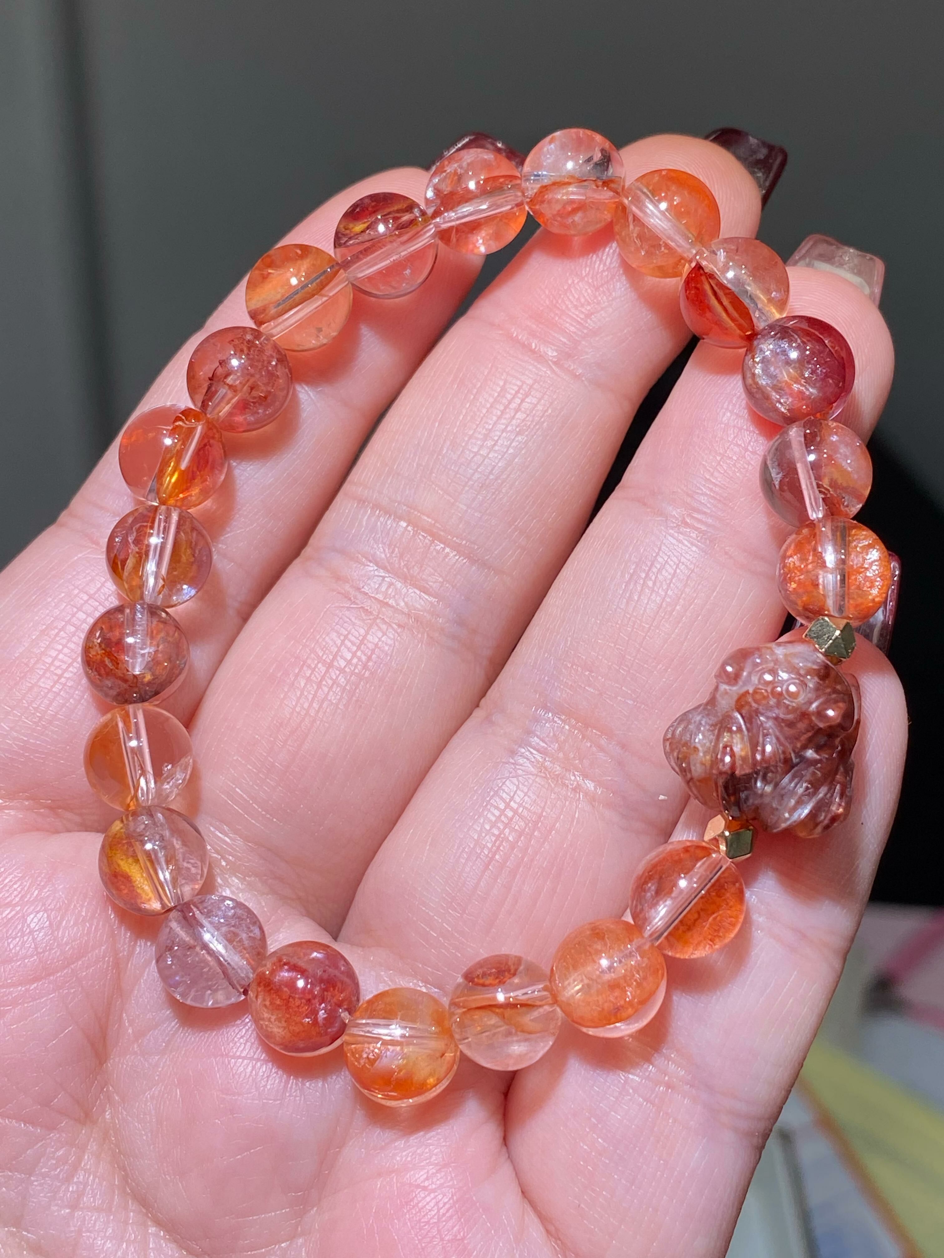 紅膠花趴趴狐九尾手串