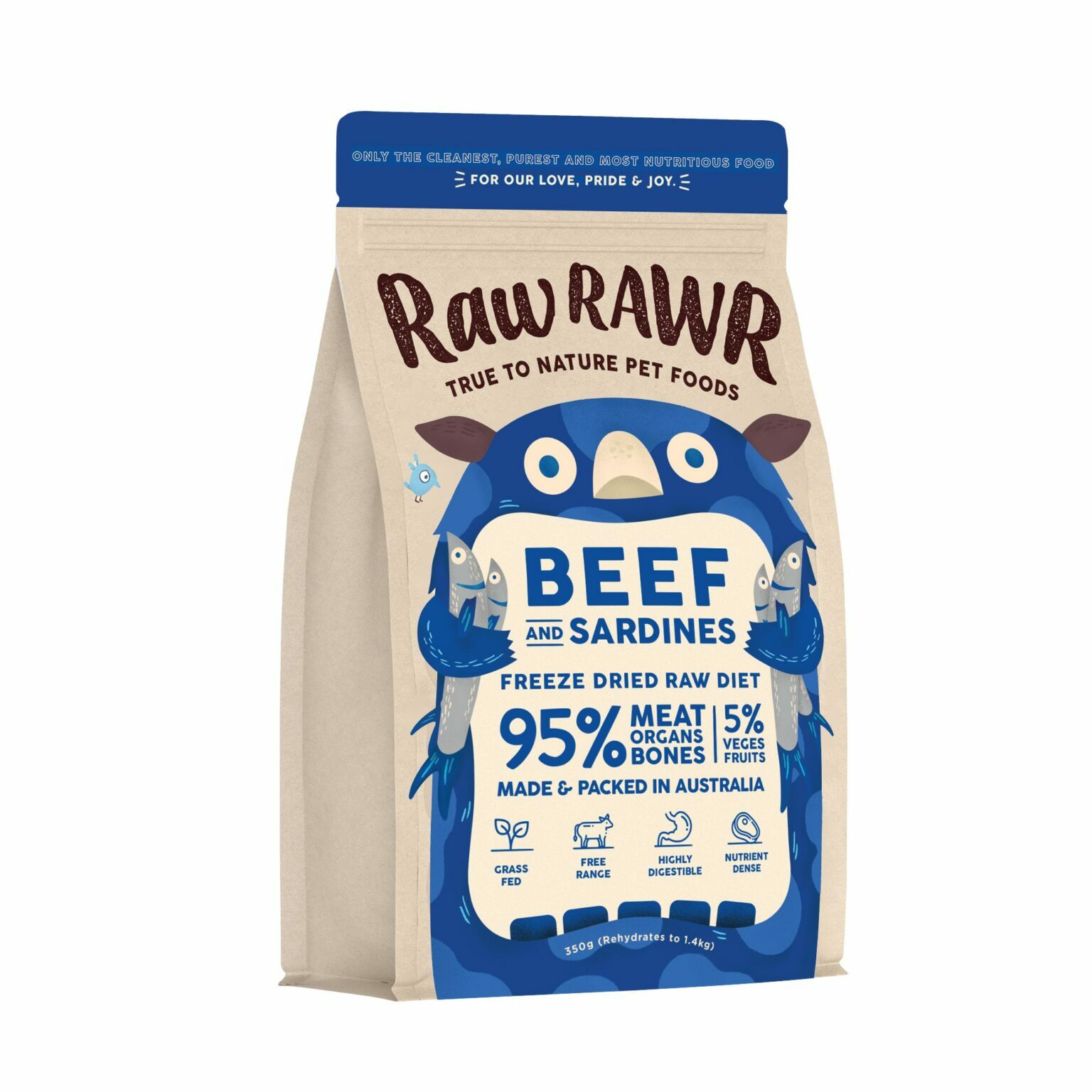 【Raw Rawr】凍乾主食 牛肉+沙丁魚 350g
