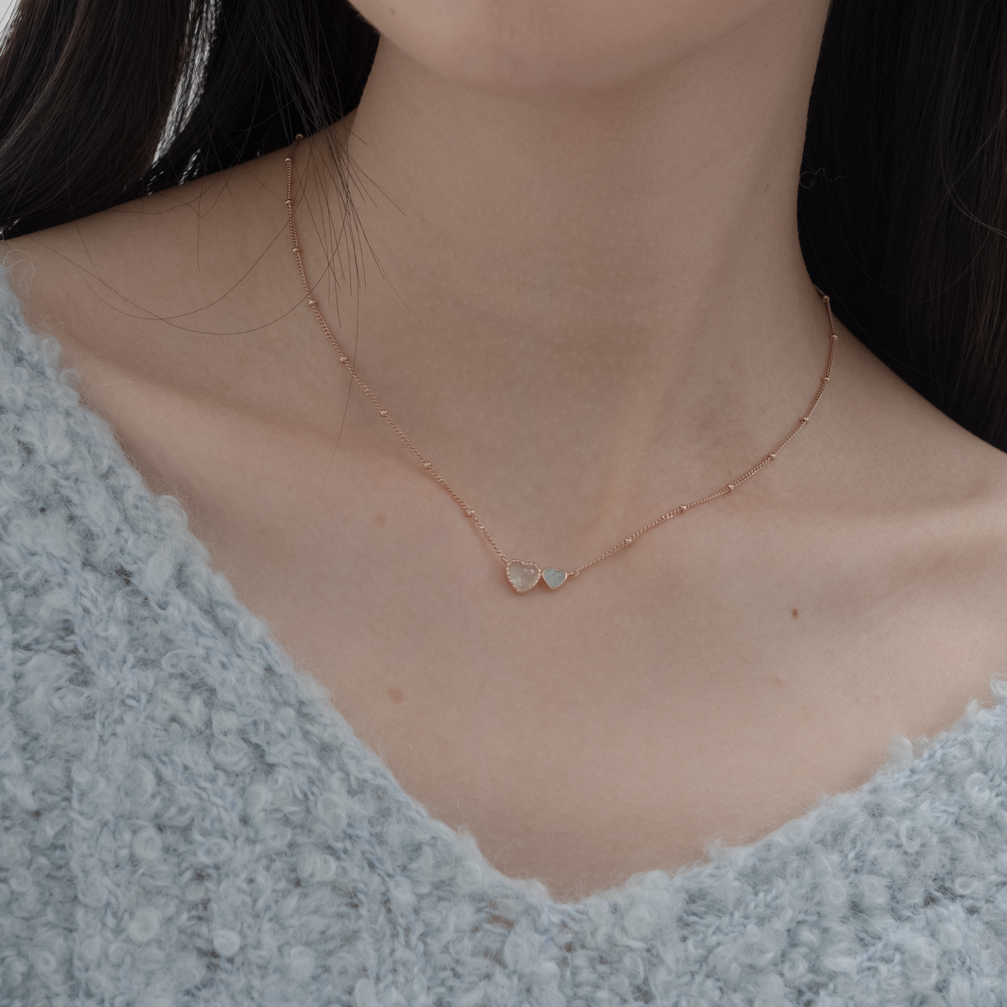 Double heart葡萄天河石項鍊