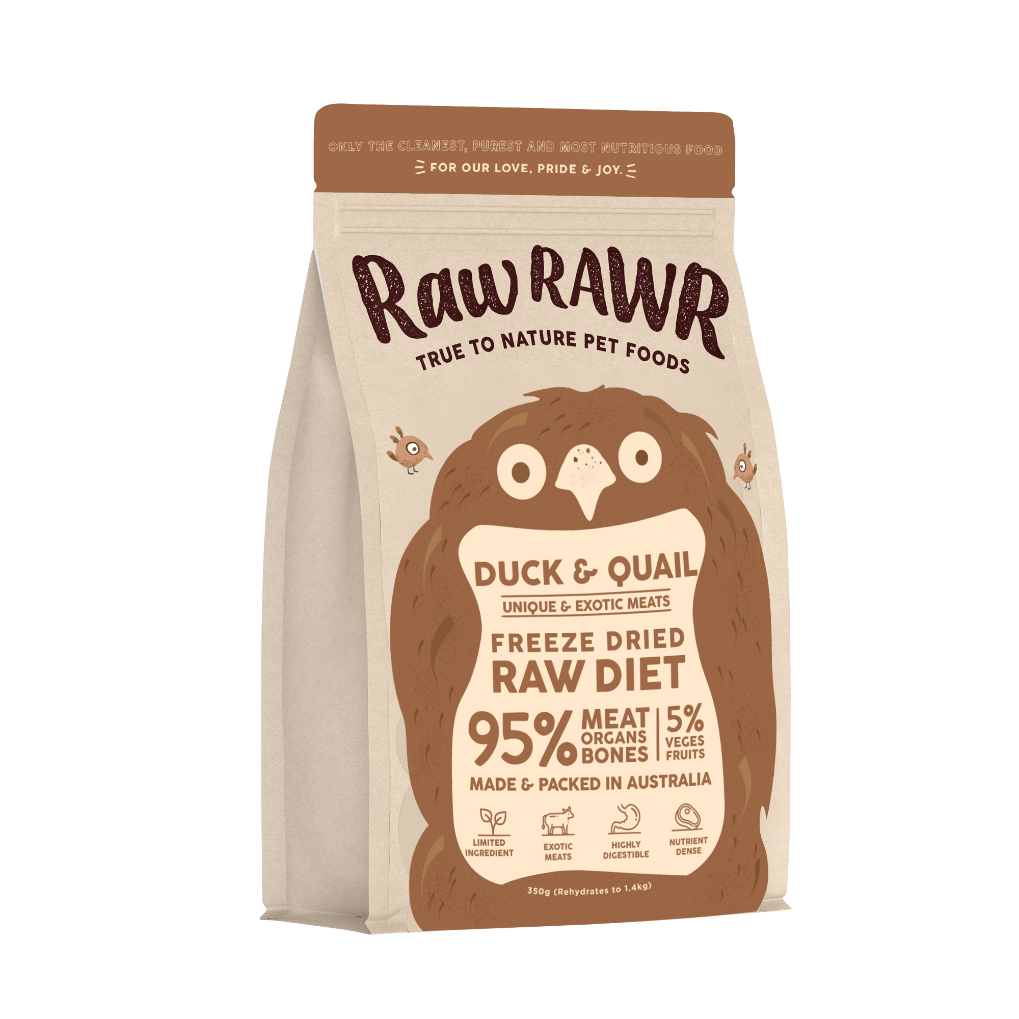 【Raw Rawr】凍乾主食 鵪鶉+鴨肉 350g