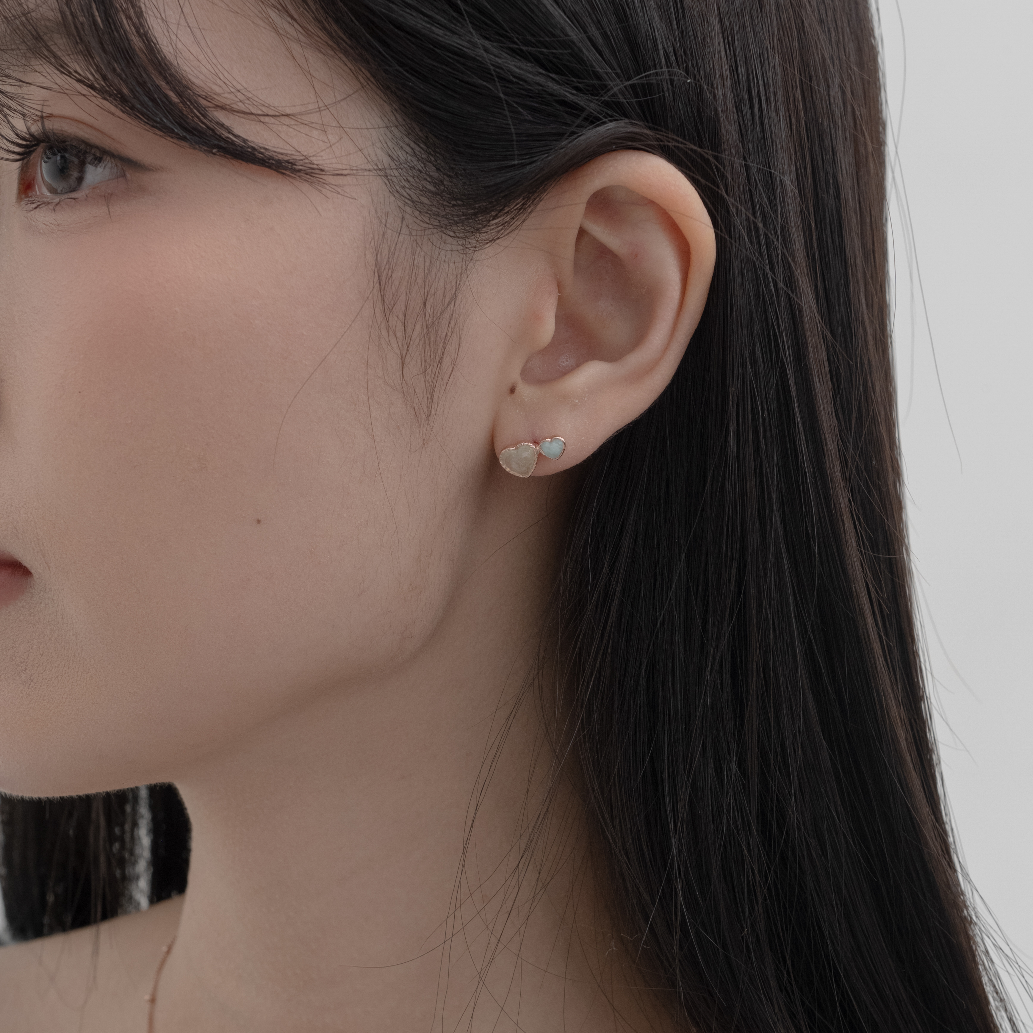 Double heart葡萄天河石耳環