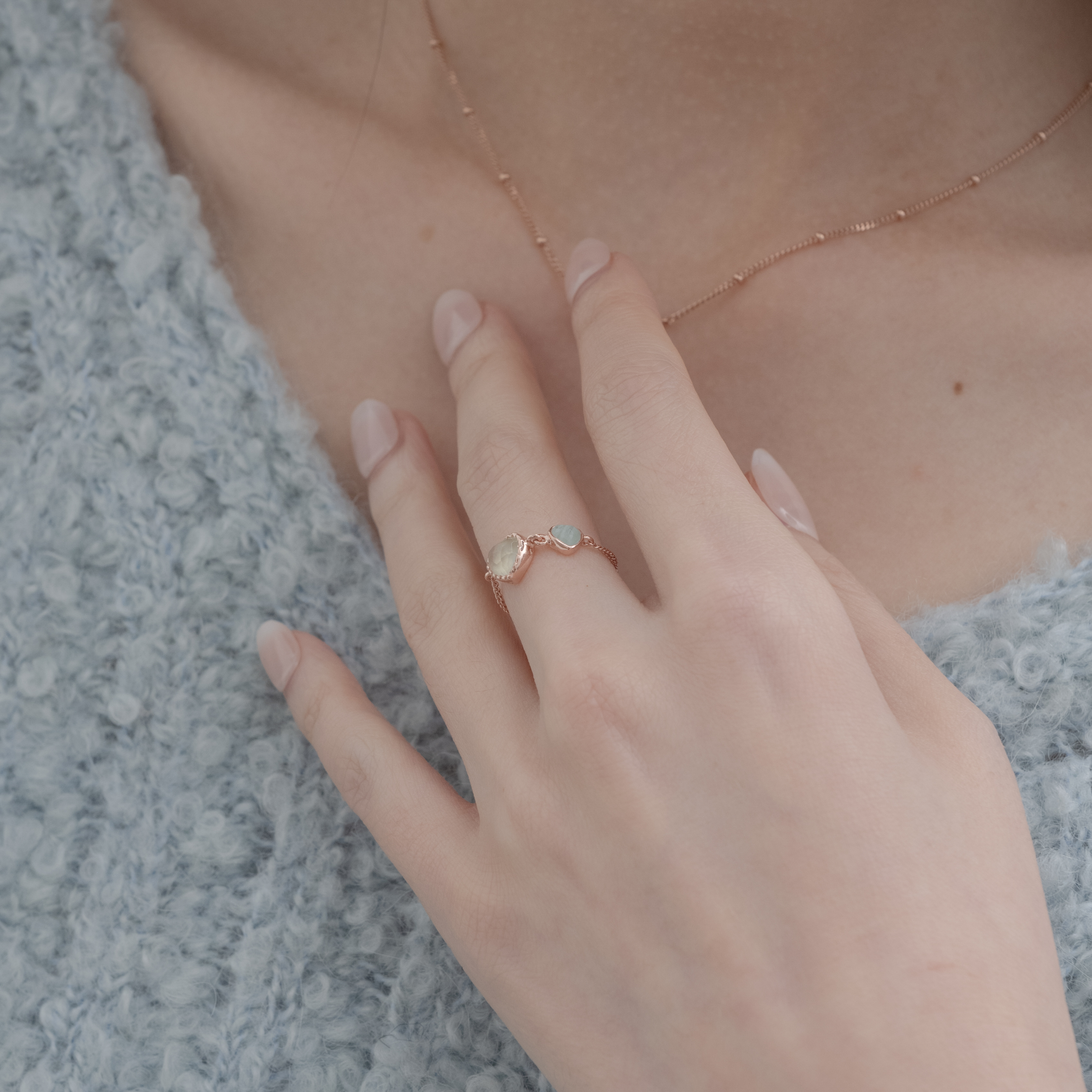 Double heart葡萄天河石鍊戒