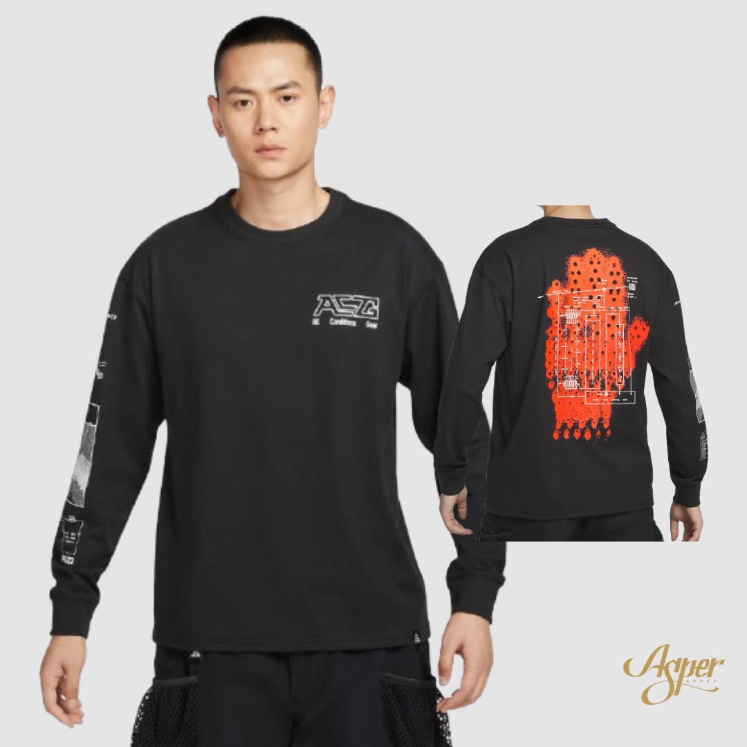 Nike ACG Sustainable Materials 黑橘 吸濕 排汗 薄長T FZ6705-010