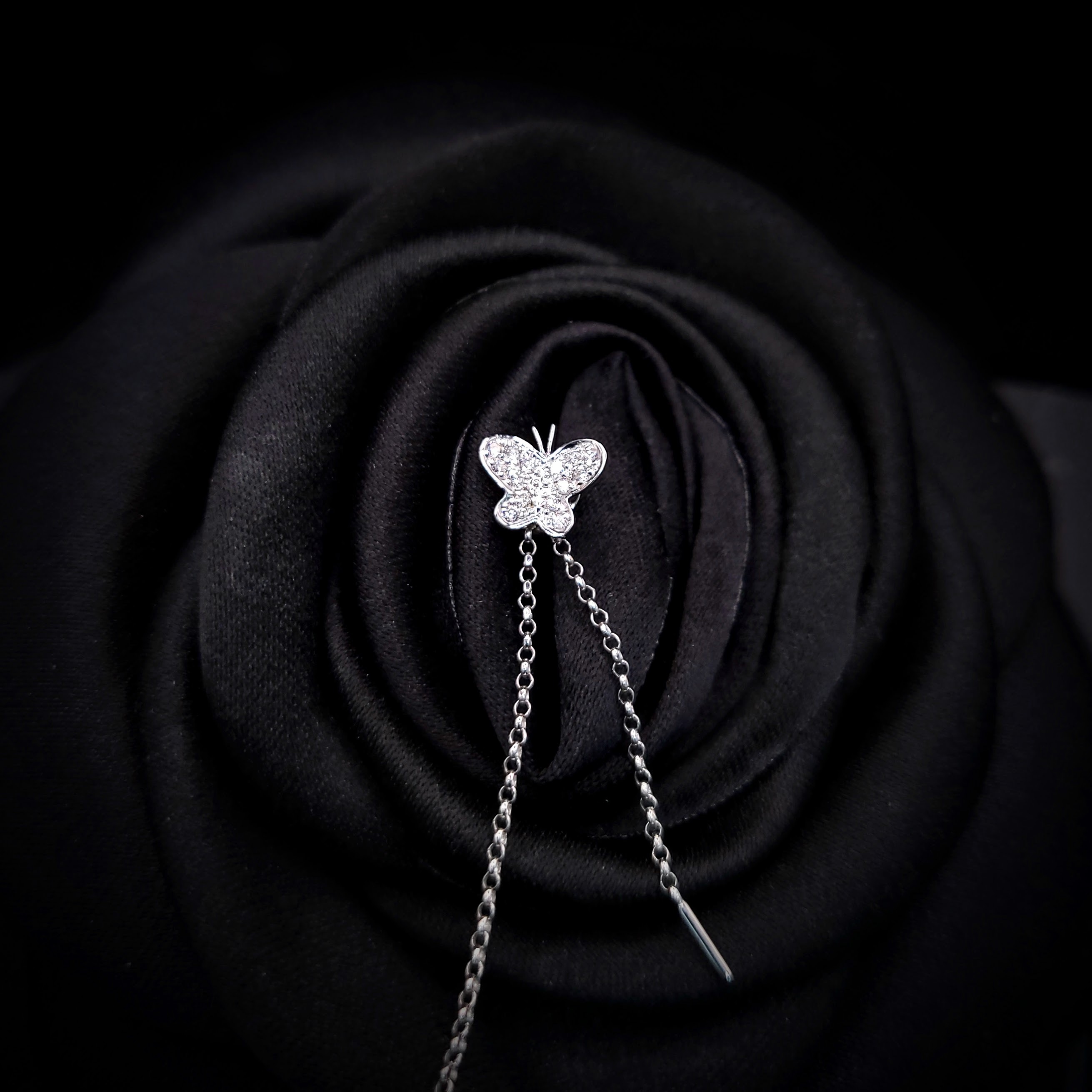 全新18K白金金15份鑽石單耳環