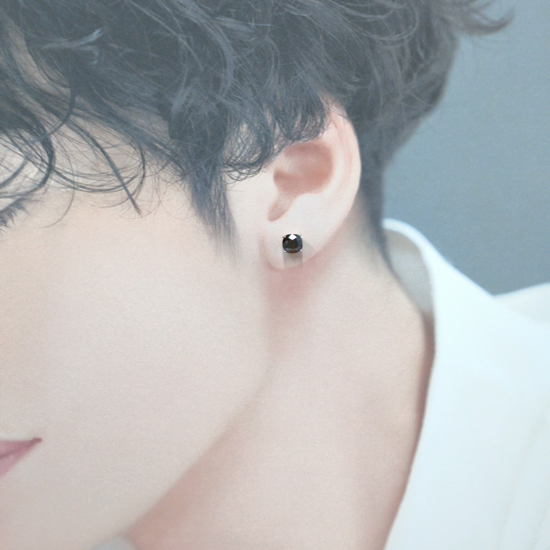 18K White Gold 1.36ct Fancy Brown Cushion Cut Diamond Single Earring