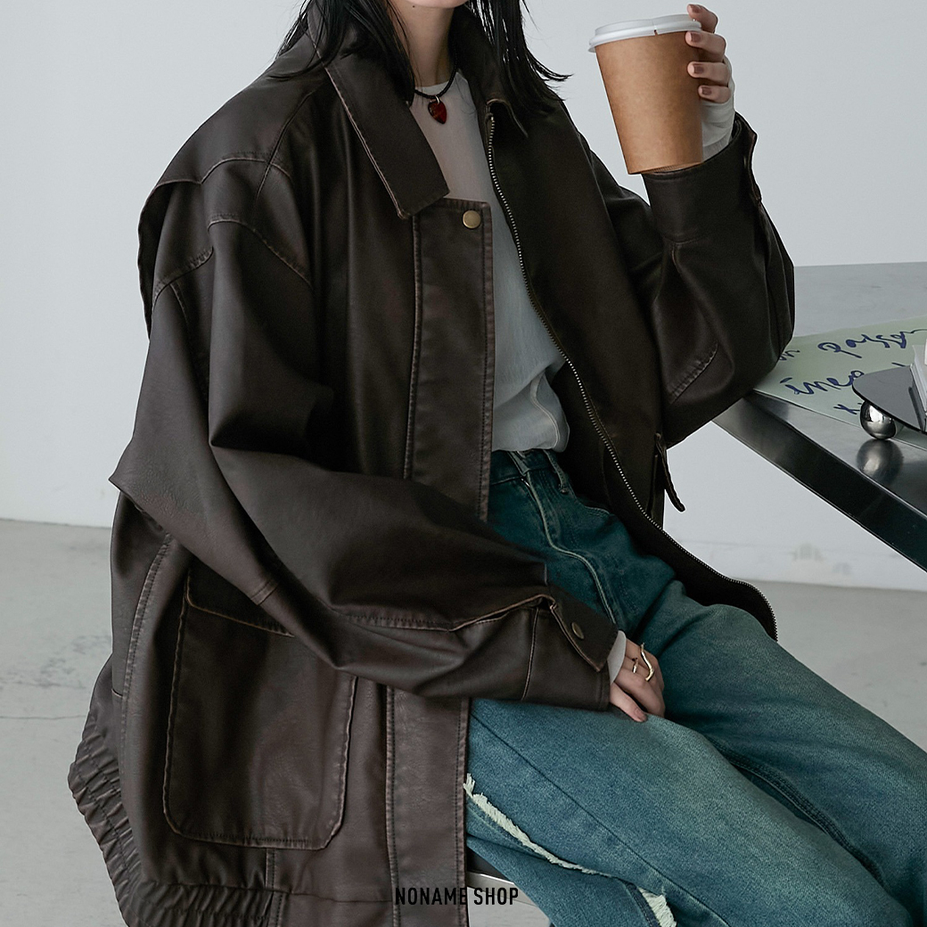 FORKSY. 復古 雙向拉鍊 皮外套 三色 (女款)