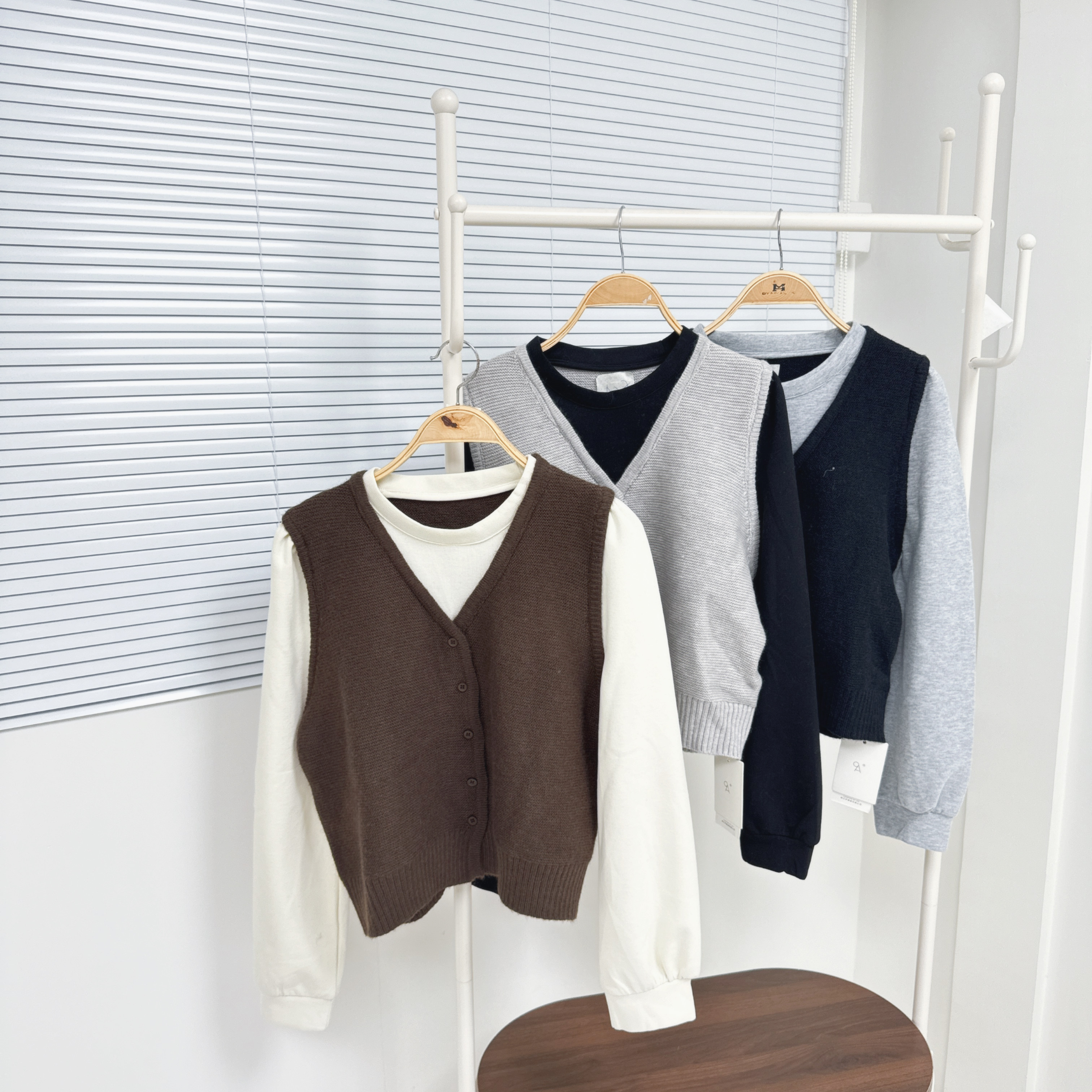 【Hoi2推介】A27-A29 假兩件撞色針織外套