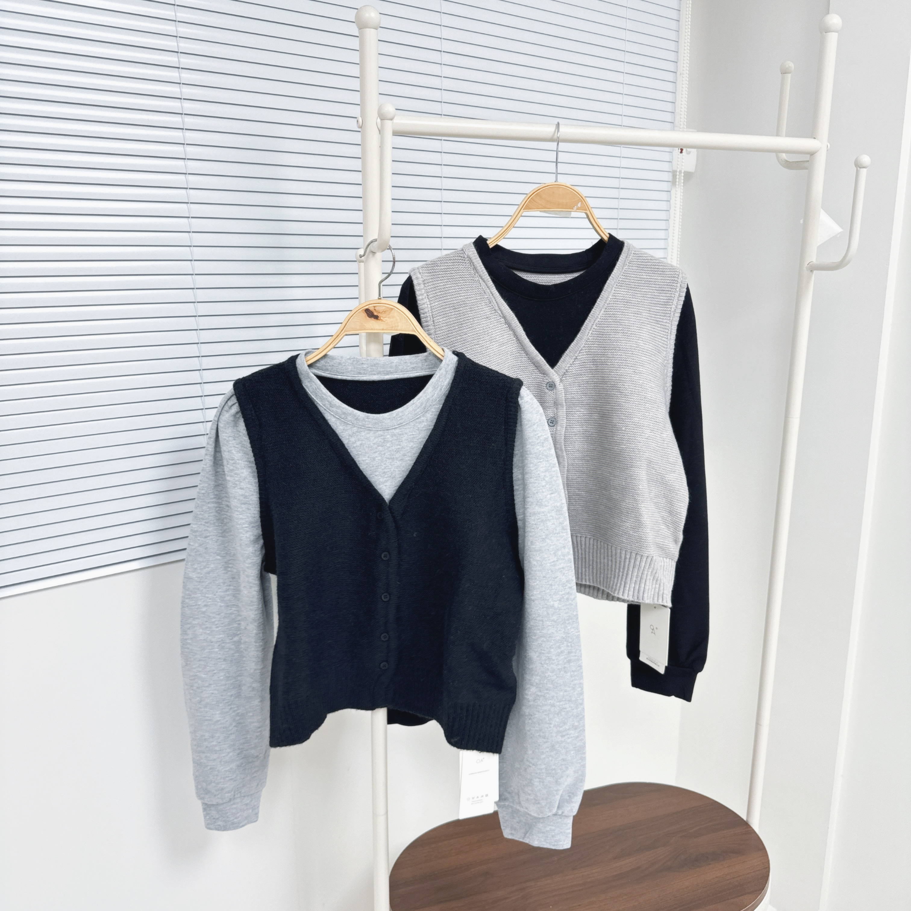 【Hoi2推介】A27-A29 假兩件撞色針織外套