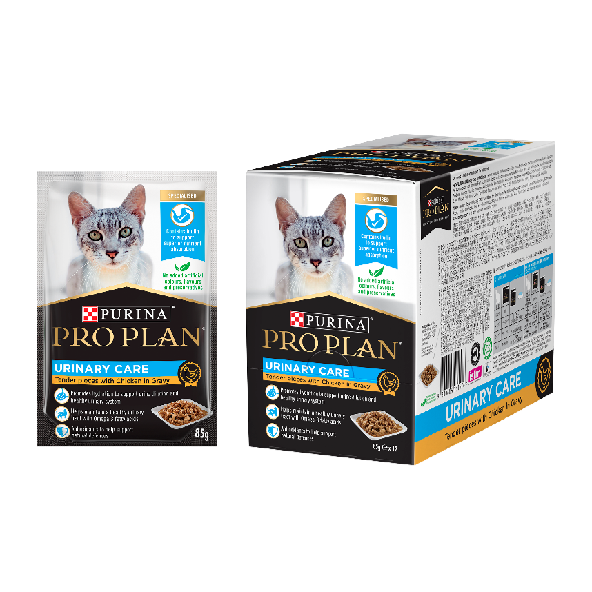 冠能 袋裝濕糧 - 成貓泌尿健康配方 (醬汁雞肉) 85G X 12包 [ 原箱 12包 ]