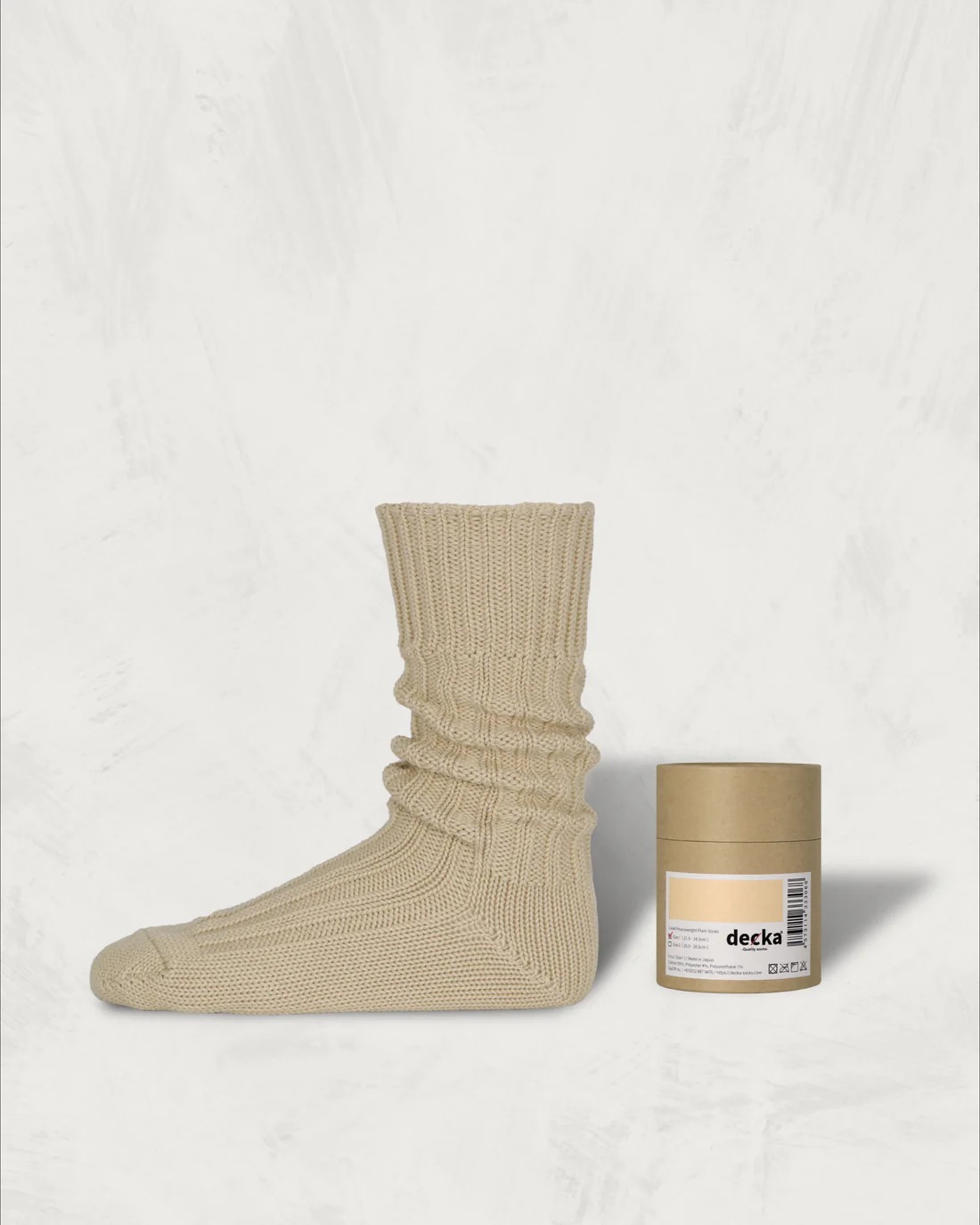 [現貨] Decka Cased Plain Socks - 5nd  | Ecru