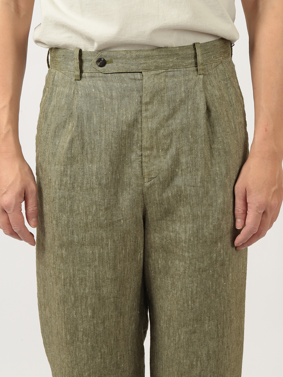 Cale Linen Wool Light Garment Dye Pants - Green