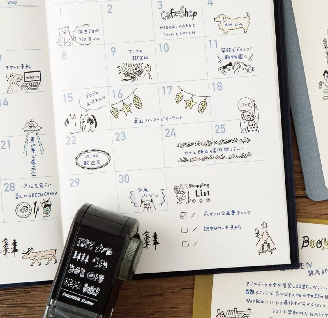 MIDORI｜迴轉印章 連續印章 附印台