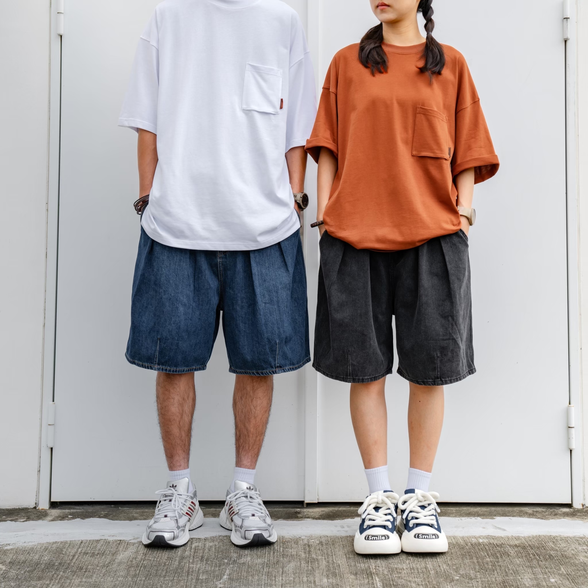 SBG 寬鬆輕刷白微繭牛仔短褲 802