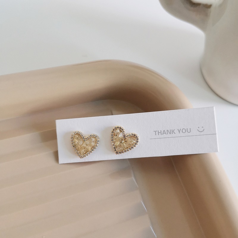 心型寶石耳環 兩色