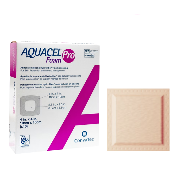 康威 AQUACEL Foam Pro愛康膚寶柔泡棉敷料(可黏) 10x10cm 10片/盒