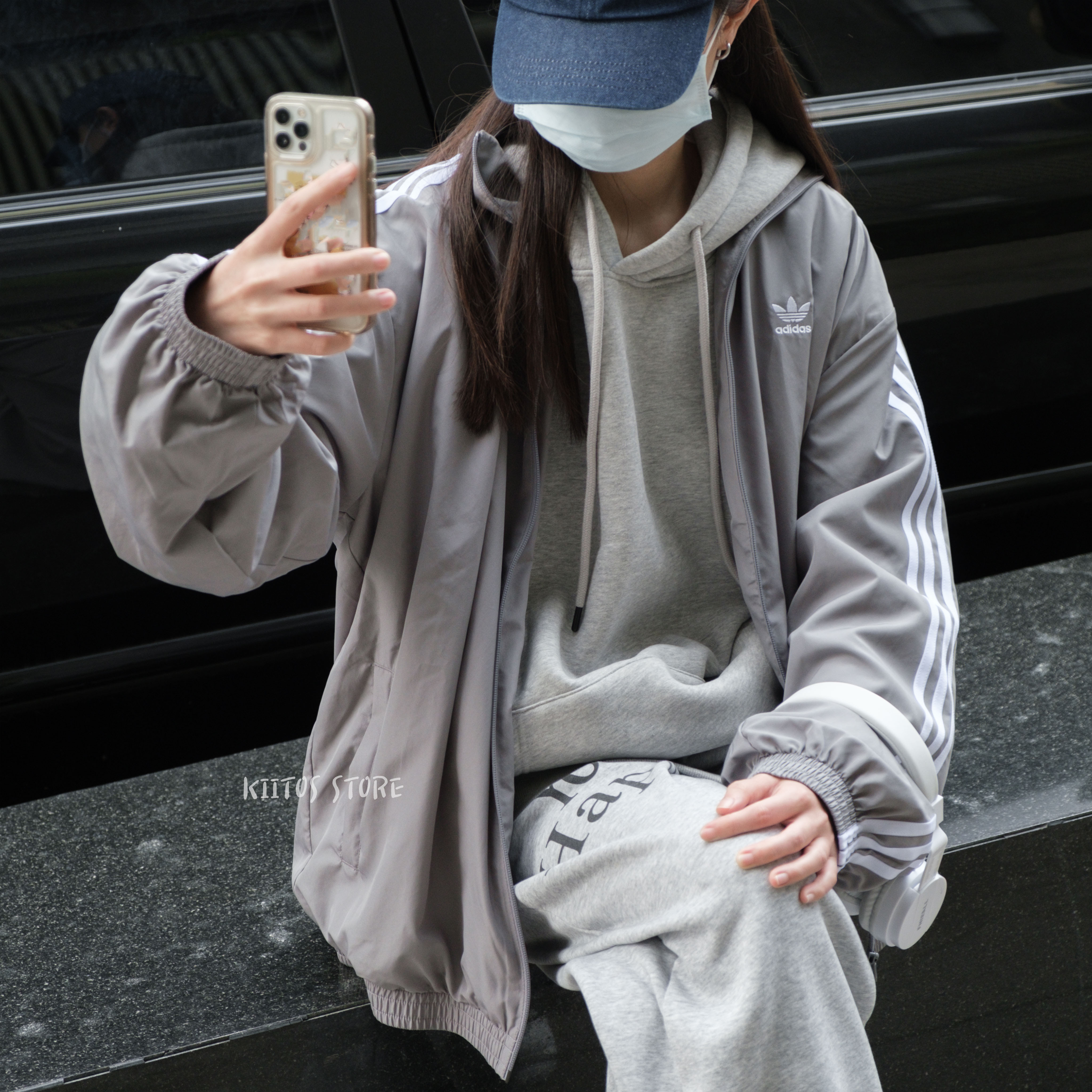 【現貨+預購】Adidas Jacket 風衣 外套  灰色 OverSize 女款 JD3394