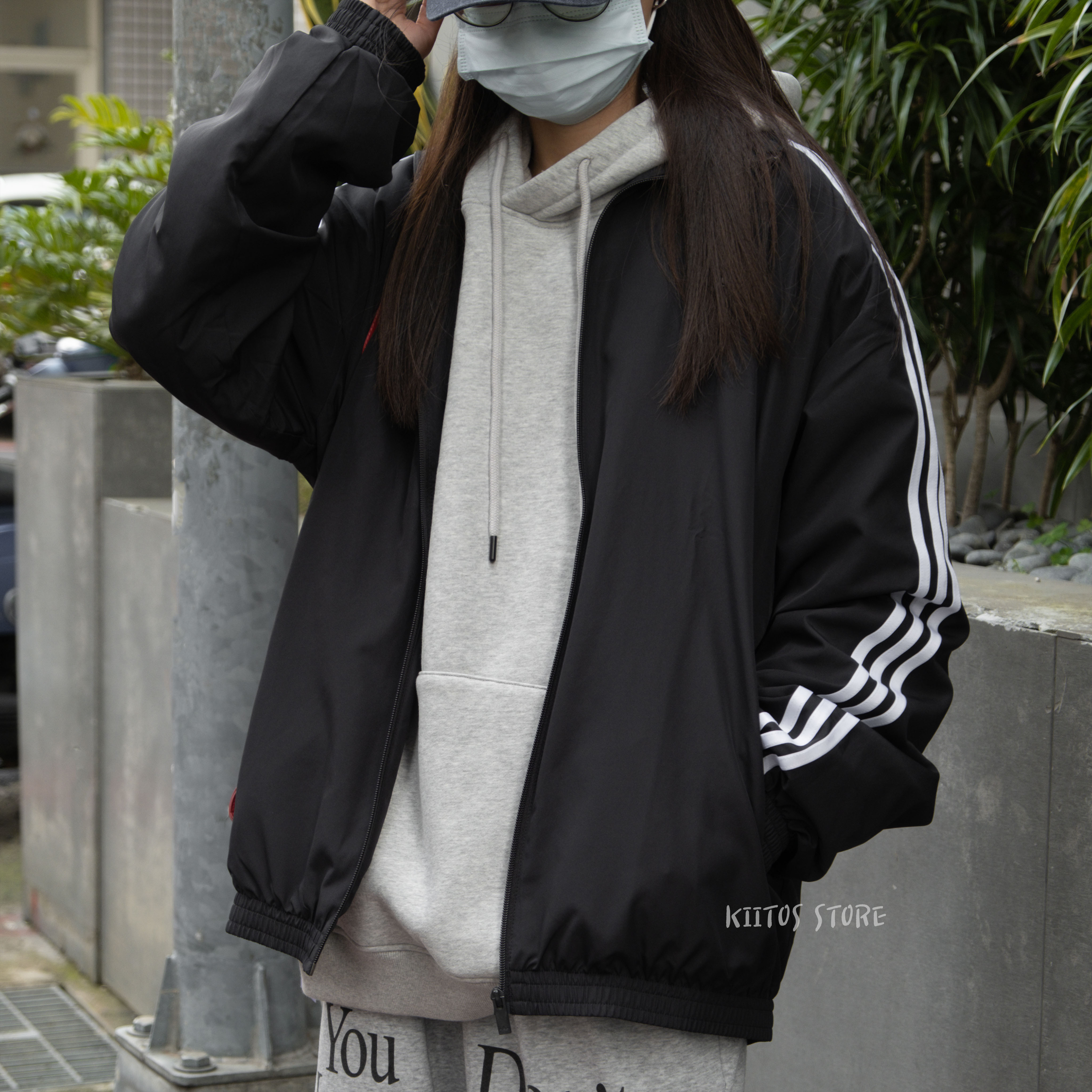 Adidas Jacket 風衣 外套 黑色 OverSize 女款 JD3392