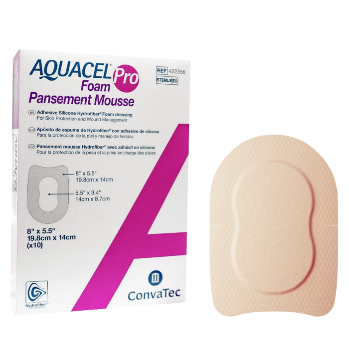 康威 AQUACEL Foam Pro愛康膚寶柔泡棉敷料(可黏) 19.8x14cm 足跟型 10片/盒