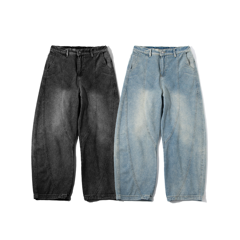 剪裁裁縫圓弧彎刀牛仔褲 彎刀褲