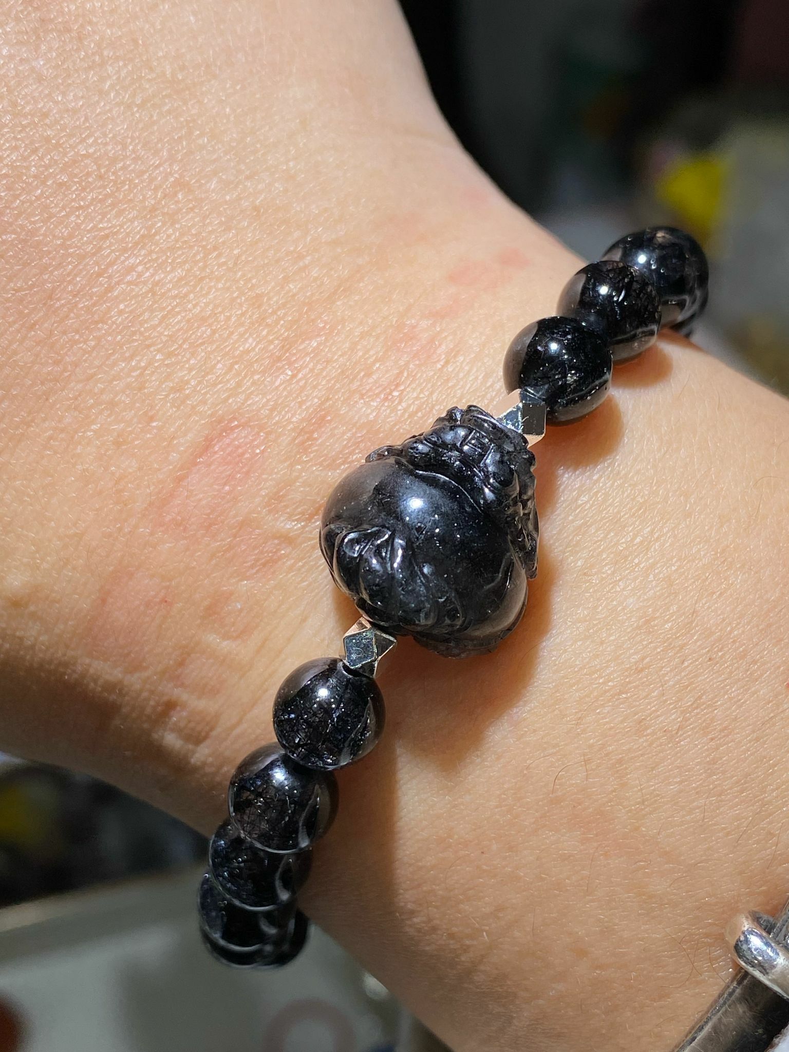 黑髮晶配龍龜手串