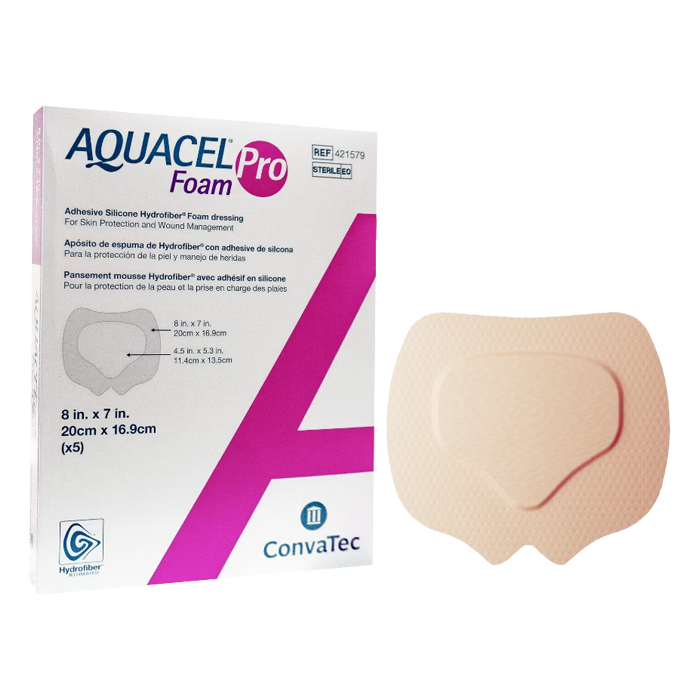 康威 AQUACEL Foam Pro愛康膚寶柔泡棉敷料(可黏) 20x16.9cm 骶骨型 5片/盒