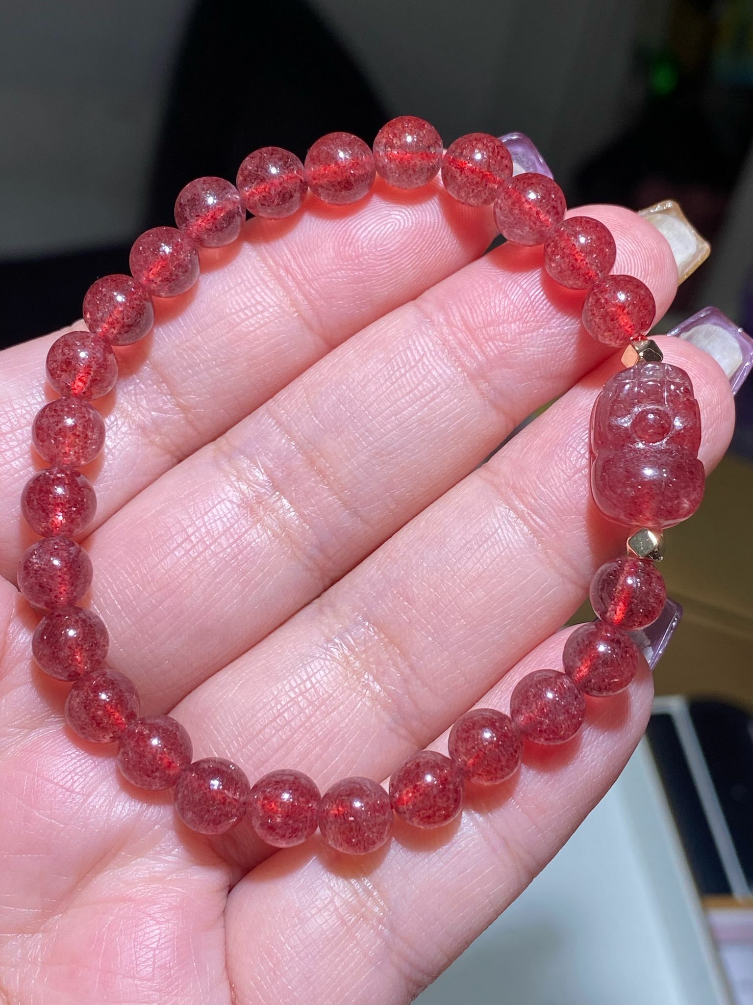 深草莓貔貅手串