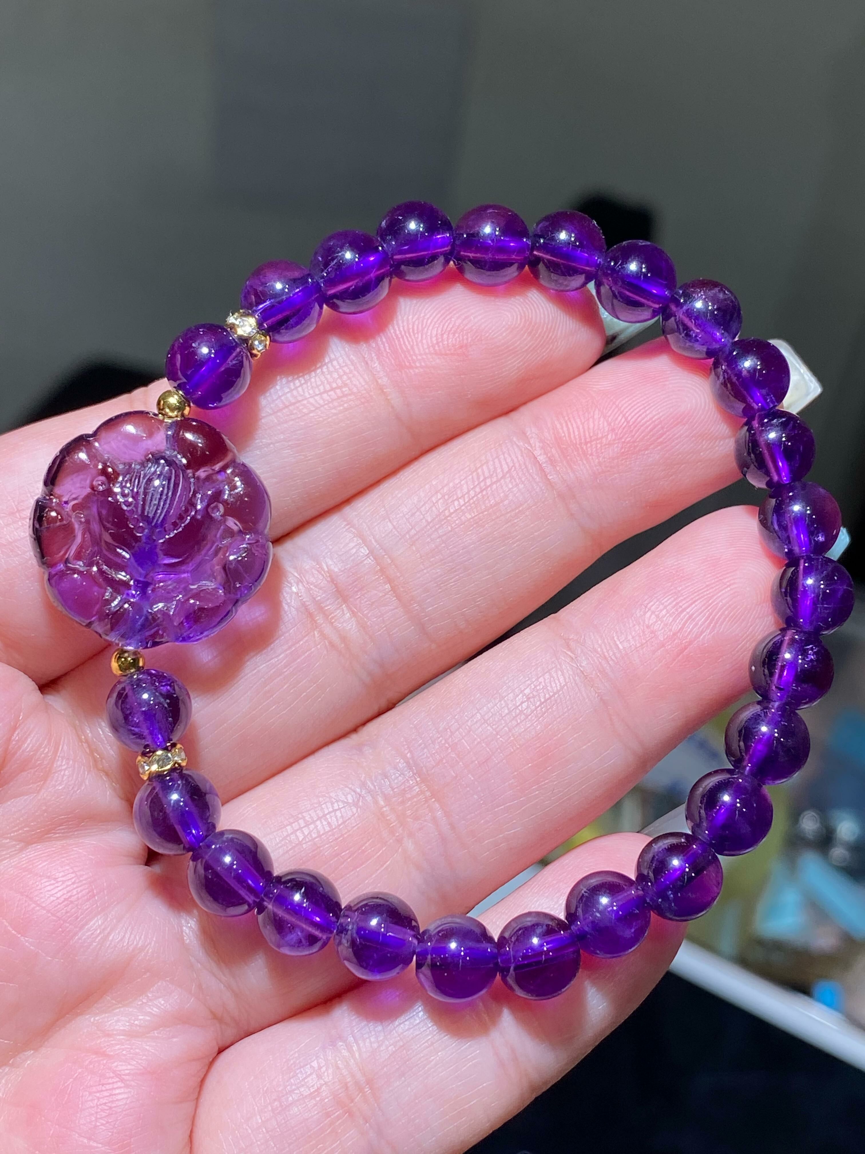 烏拉圭深紫水晶配花花狐