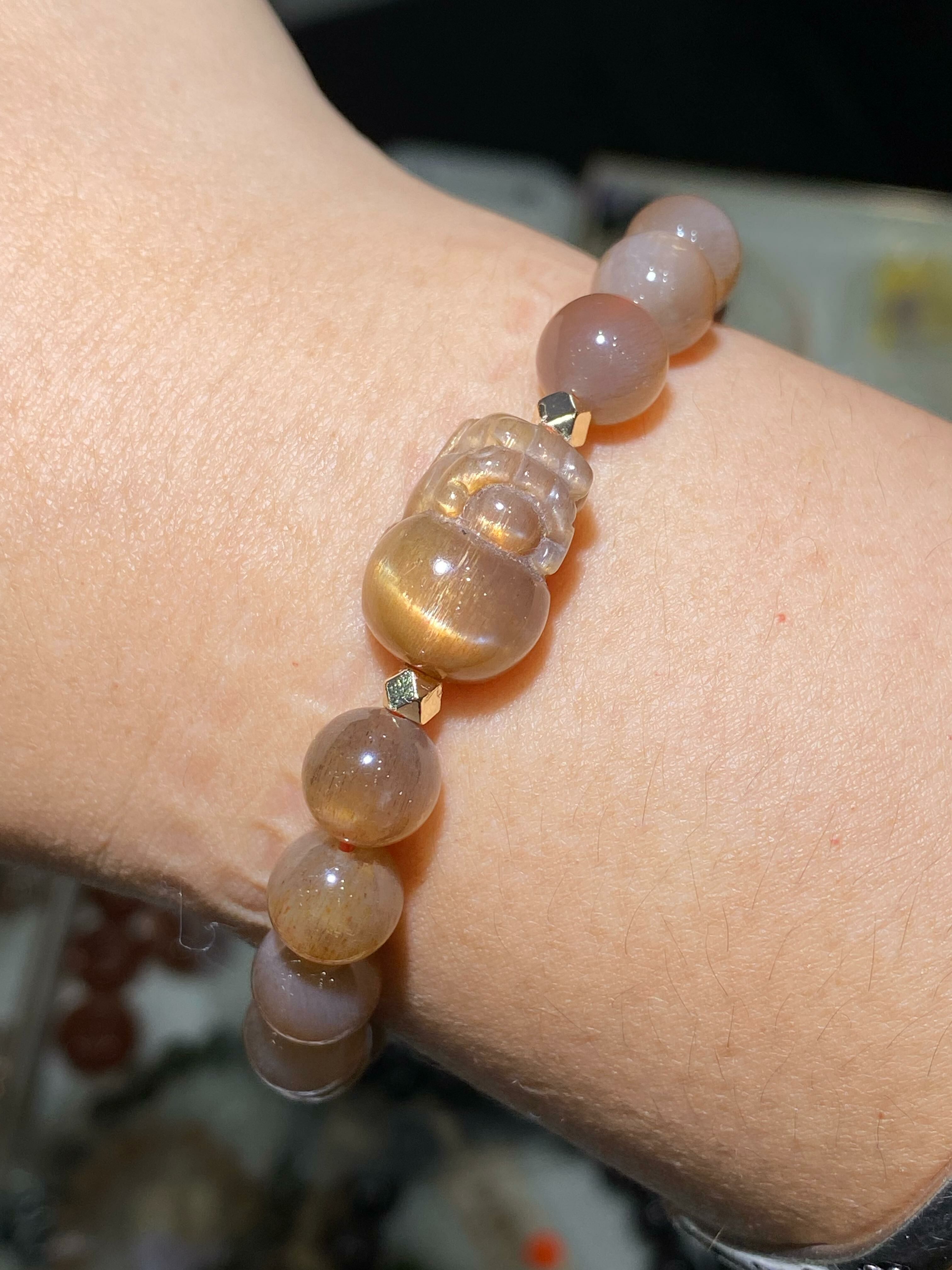 香檳金太陽石配貔貅