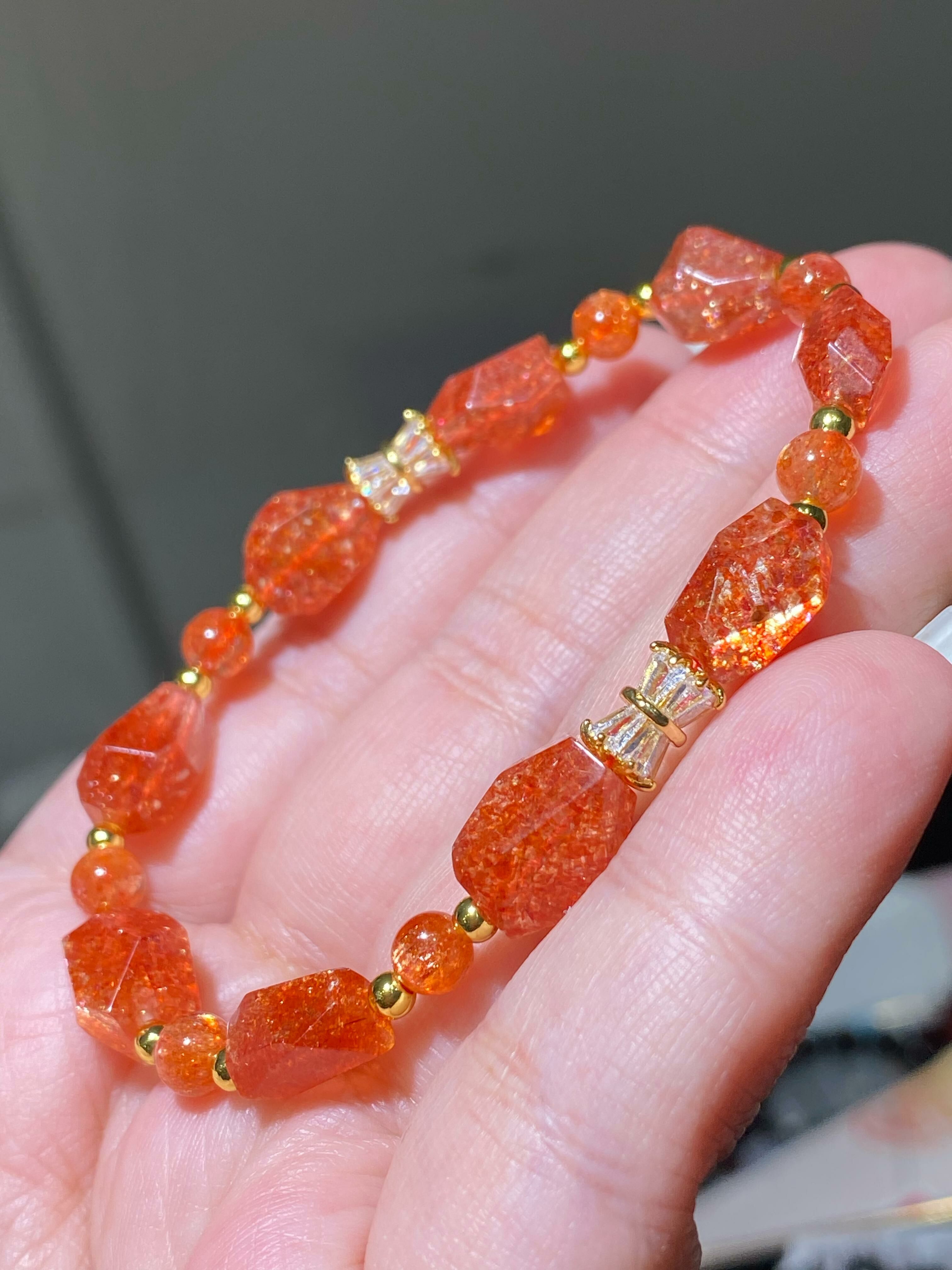 高質金太陽草莓原石手串