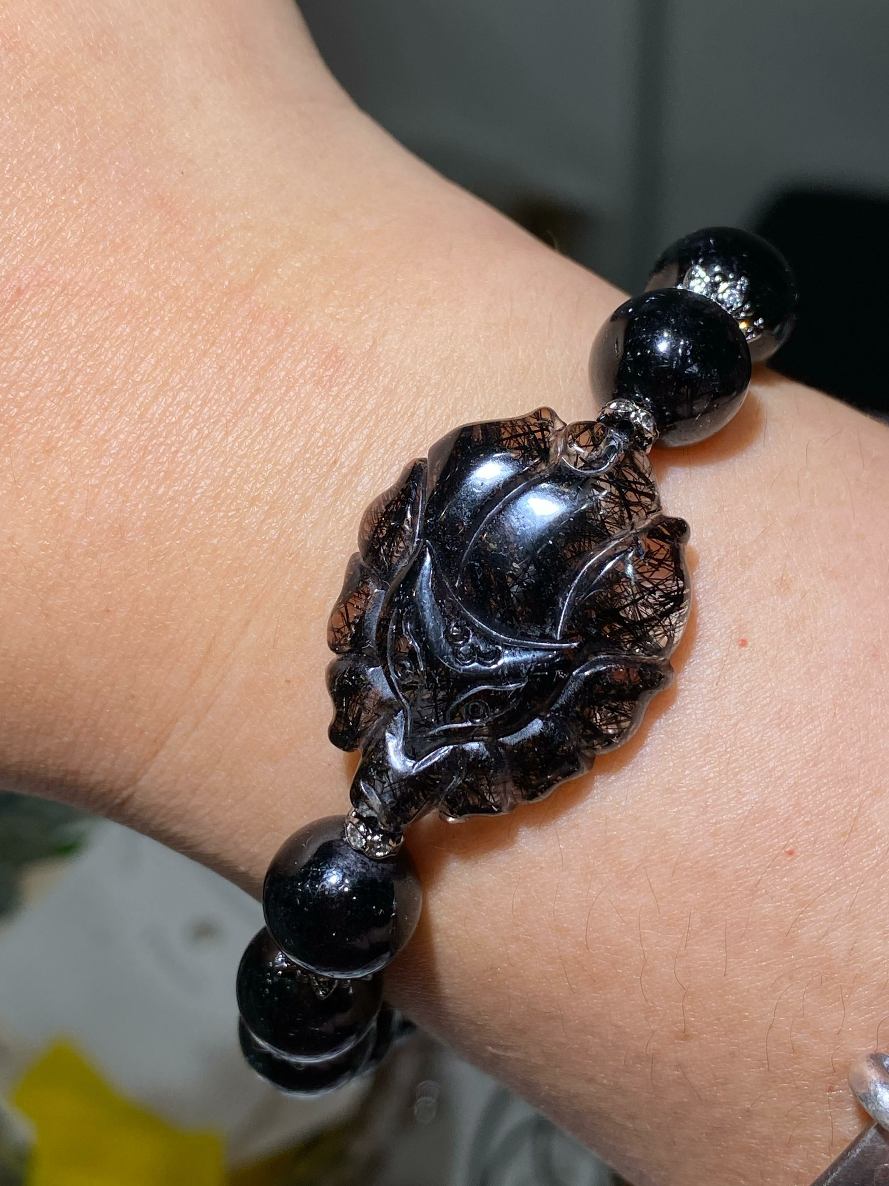 黑髮晶九尾狐手串(A)